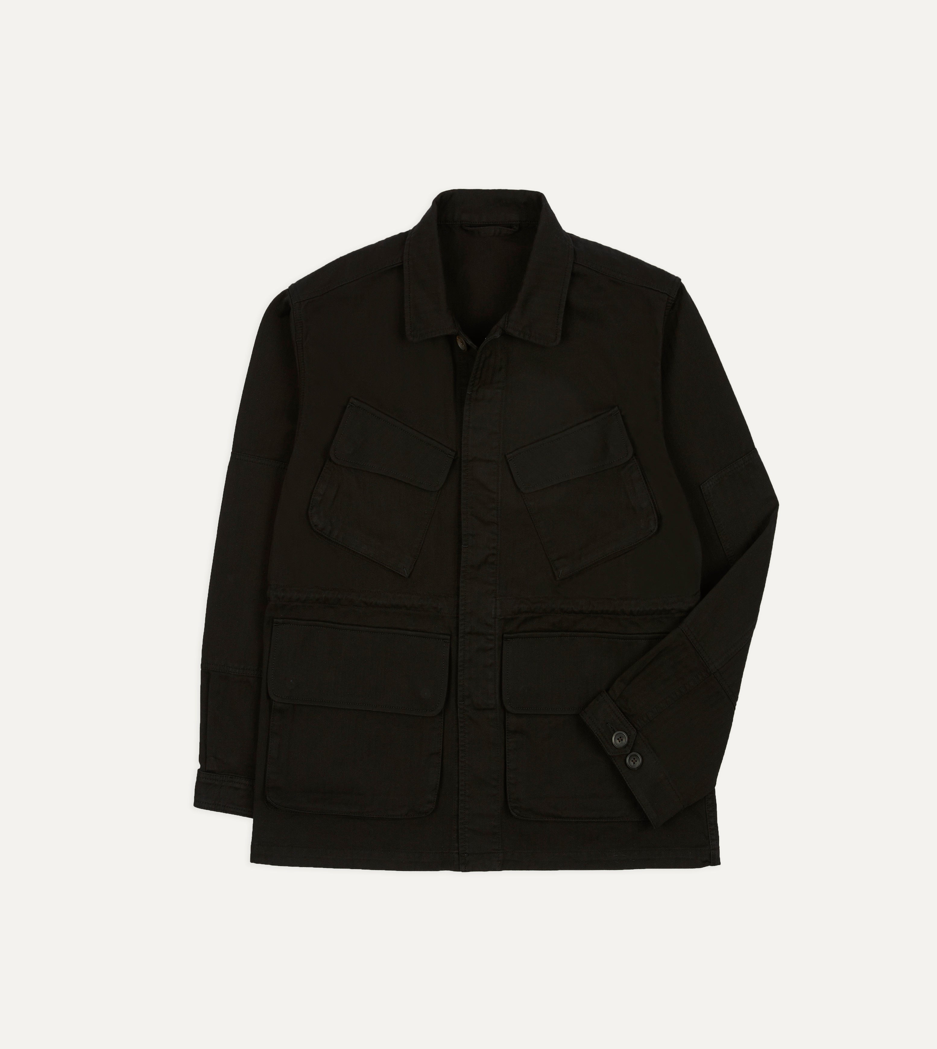 Drake's by A. Levine Black Herringbone Cotton Jungle Jacket