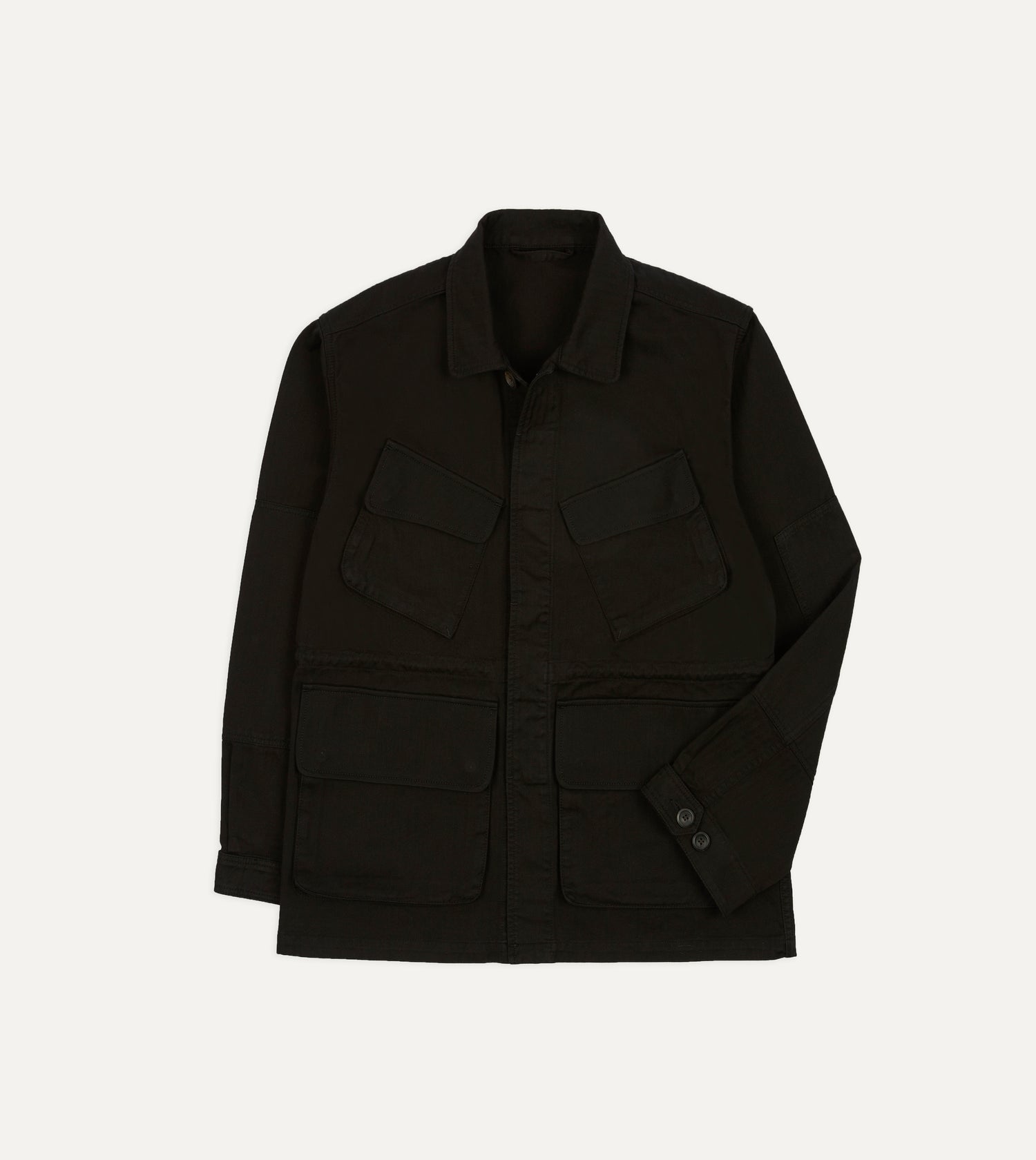 Drake's by A. Levine Black Herringbone Cotton Jungle Jacket