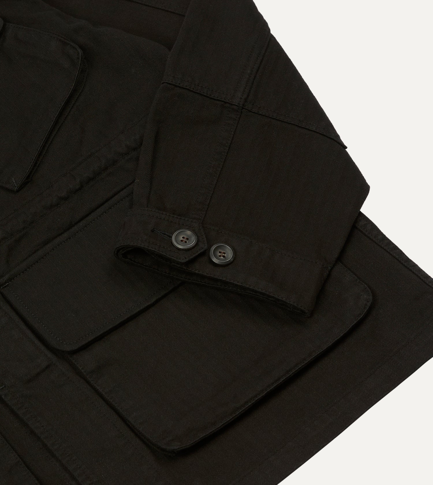 Drake's by A. Levine Black Herringbone Cotton Jungle Jacket