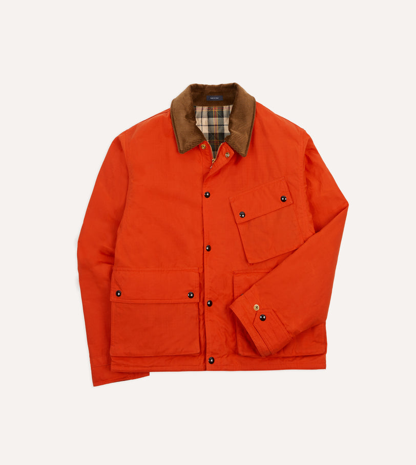 Orange Waxed Ripstop Cotton Wader Jacket