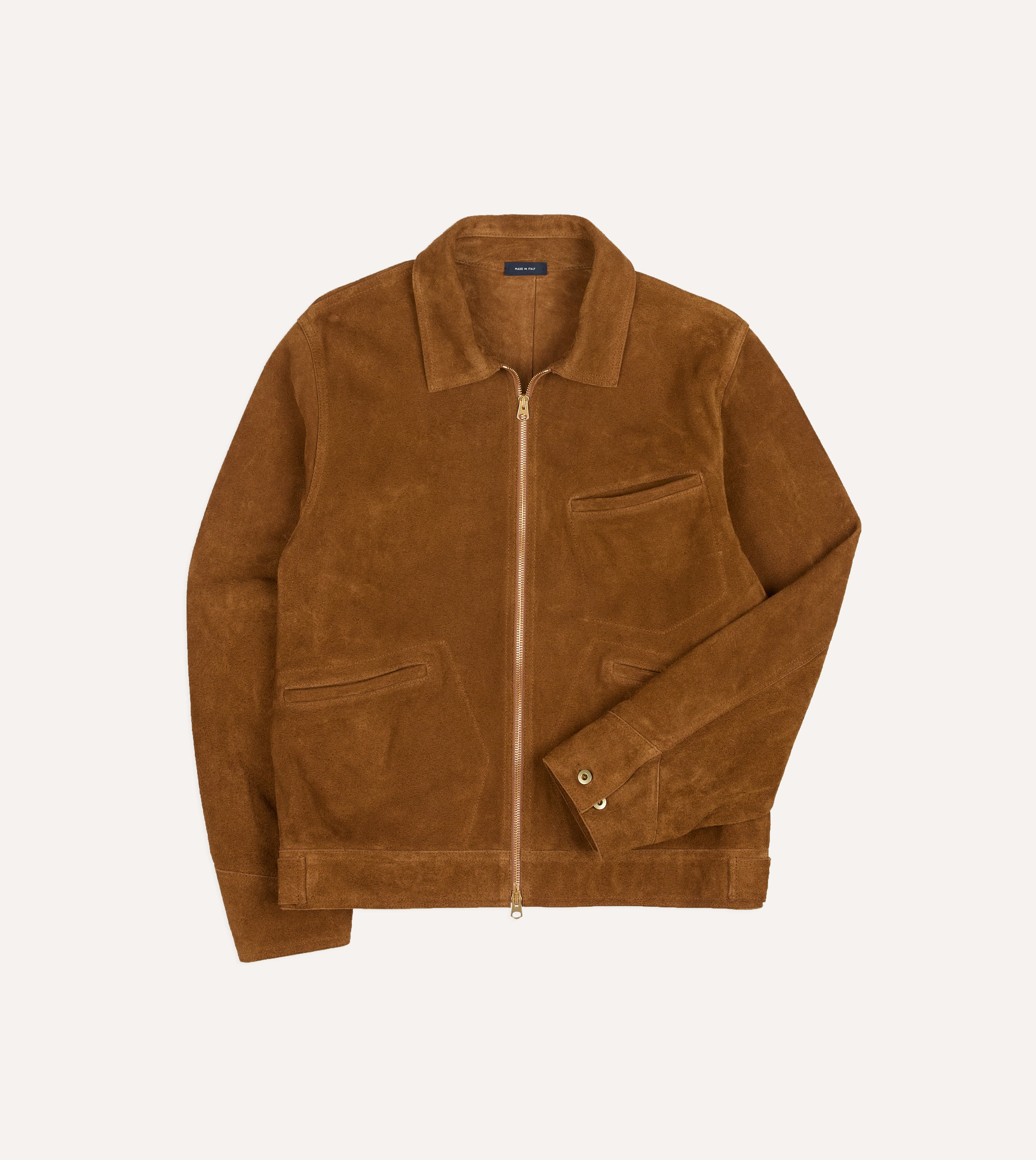 Snuff Raw Suede Blouson Jacket – Drakes US