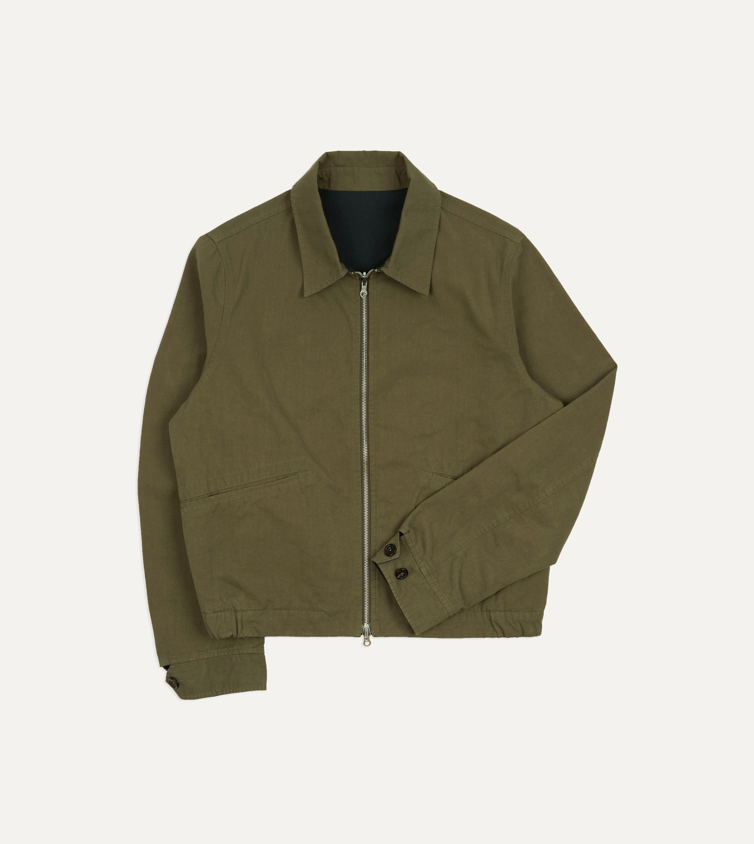 Olive and Navy Reversible Cotton Blouson Jacket – Drakes US