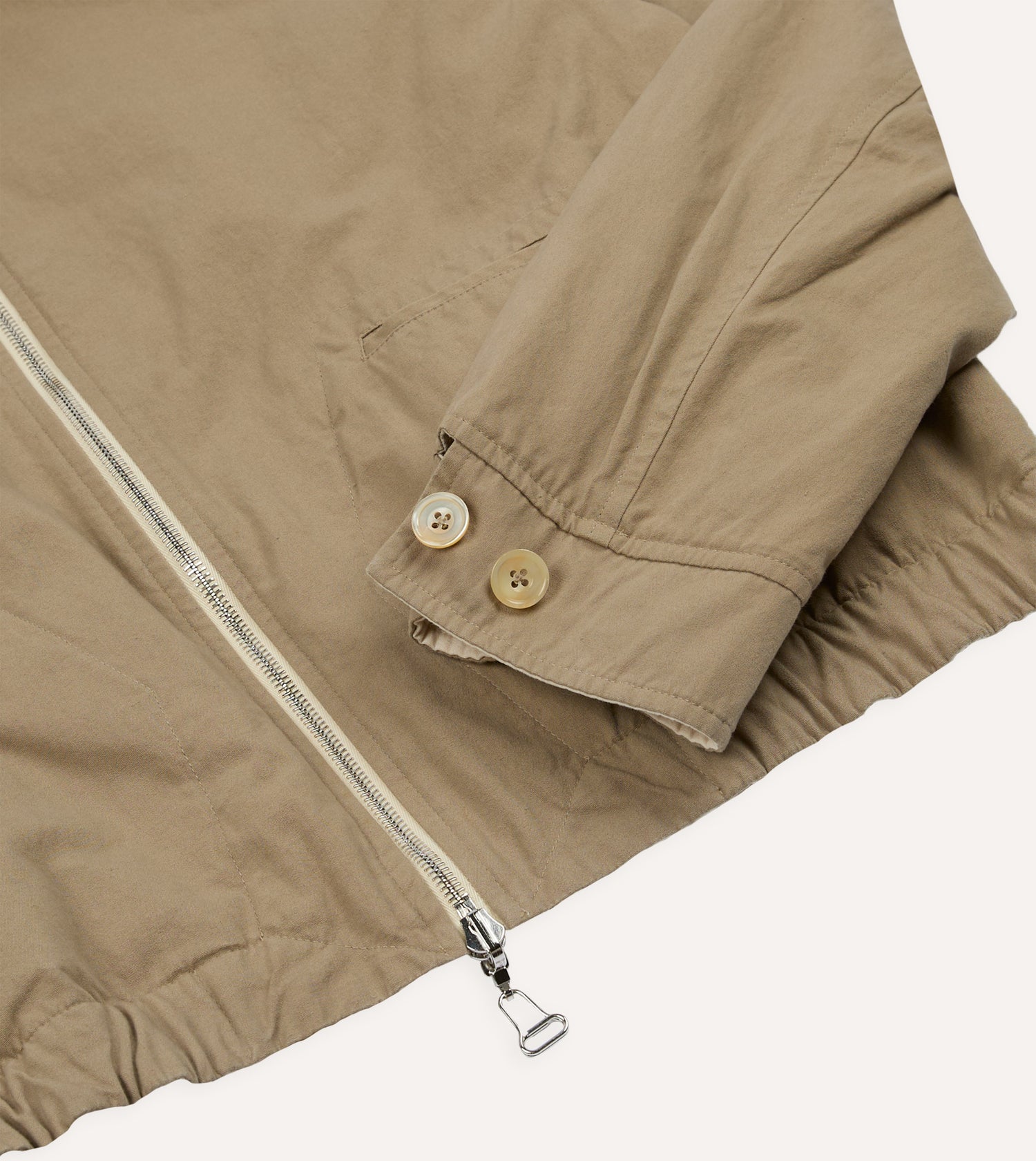 Ecru and Tan Reversible Cotton Blouson Jacket