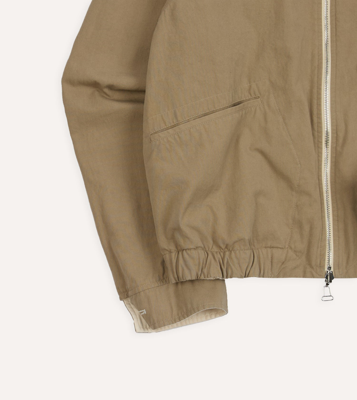 Ecru and Tan Reversible Cotton Blouson Jacket