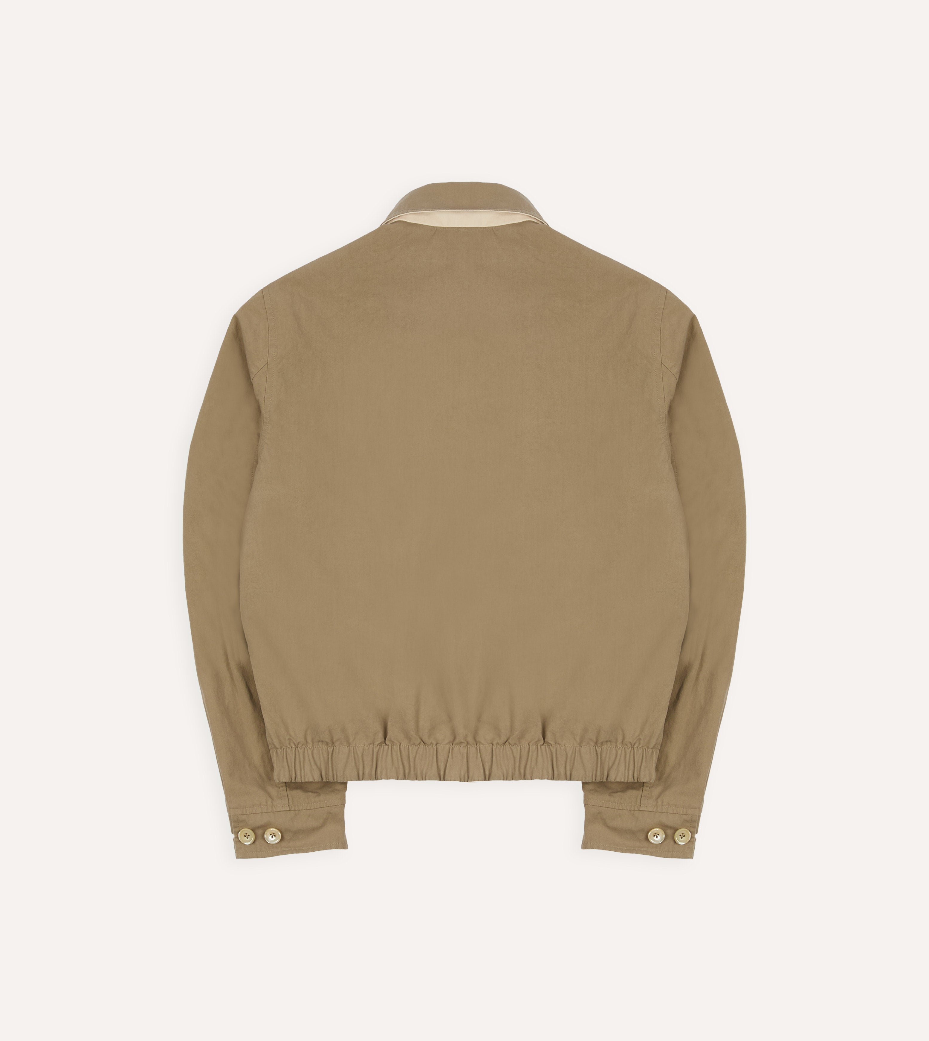 Ecru and Tan Reversible Cotton Blouson Jacket