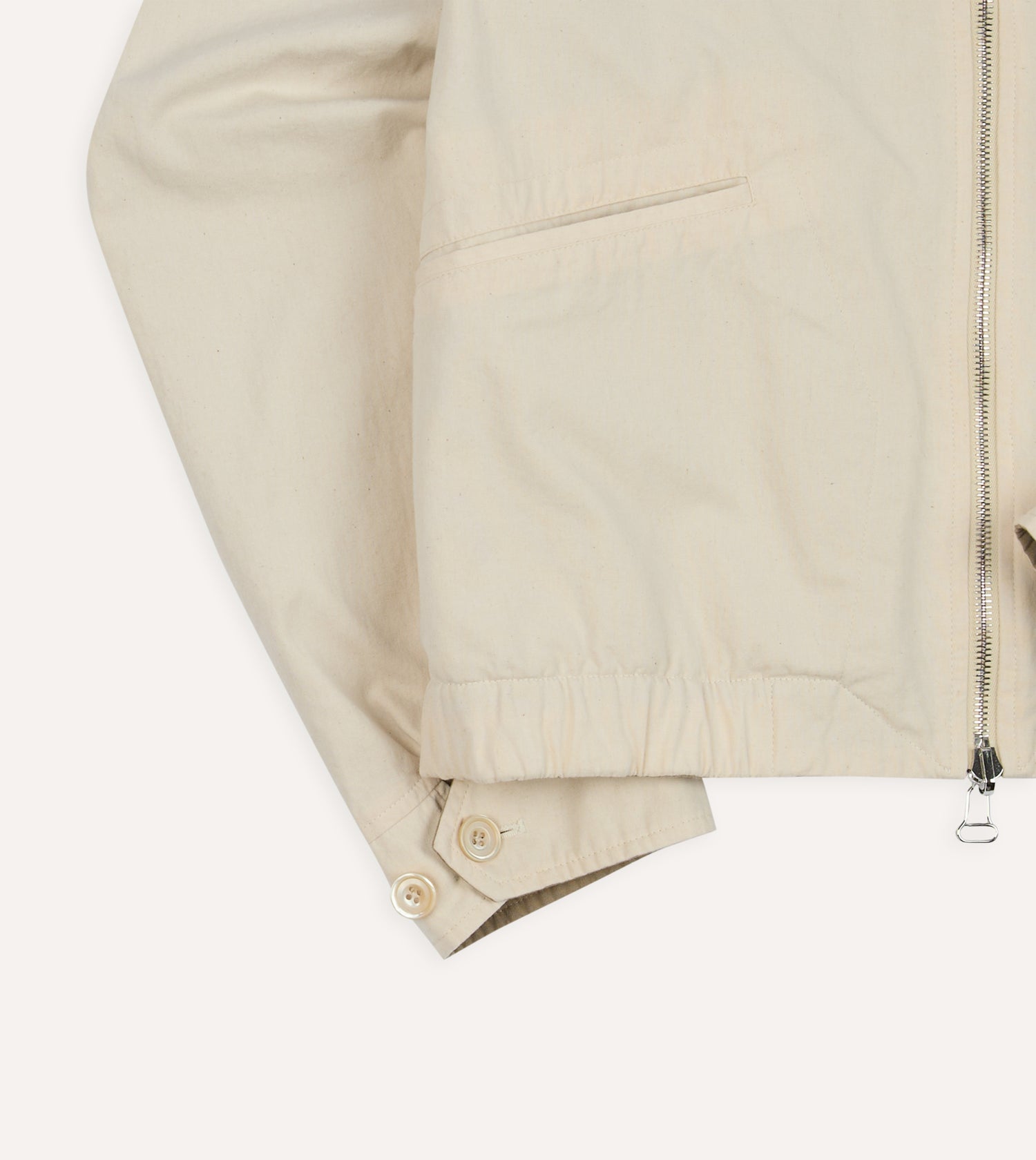 Ecru and Tan Reversible Cotton Blouson Jacket