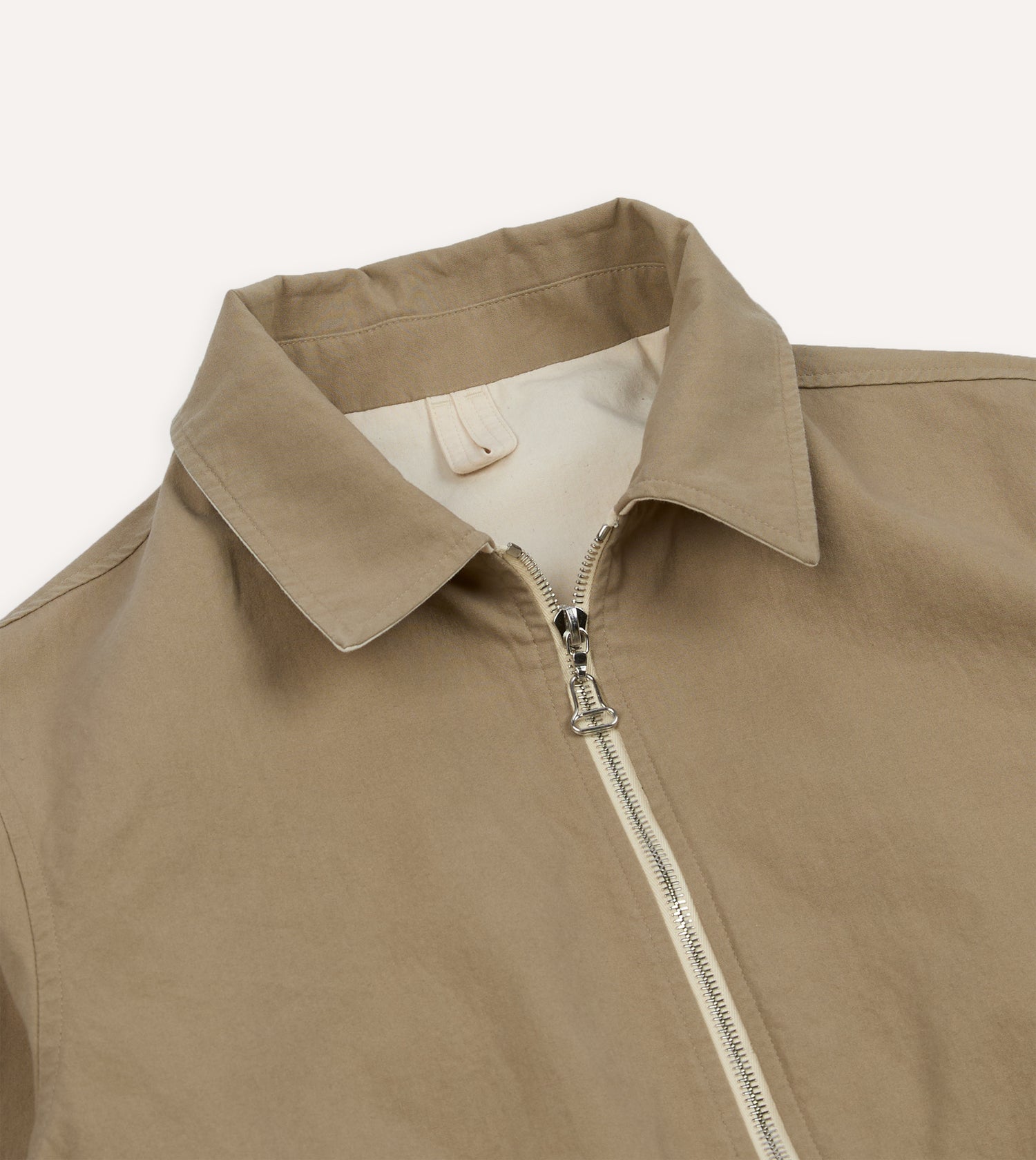 Ecru and Tan Reversible Cotton Blouson Jacket