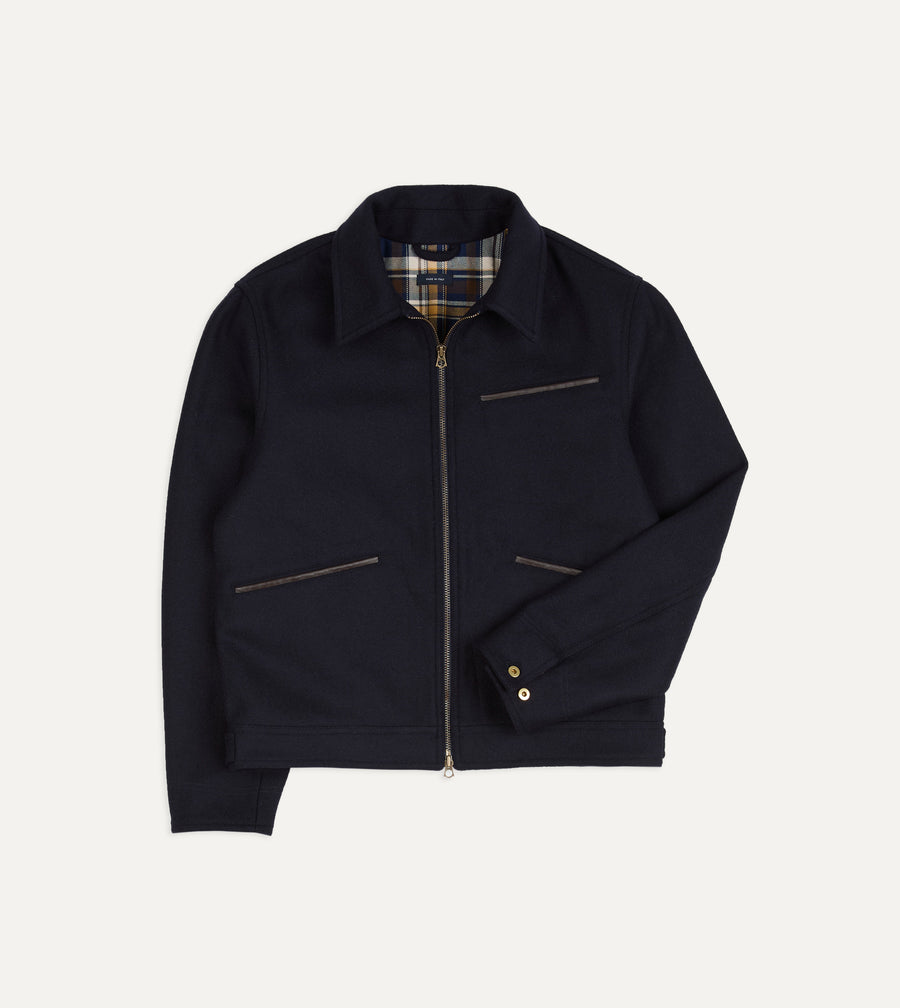 Navy Wool Melton Blouson
