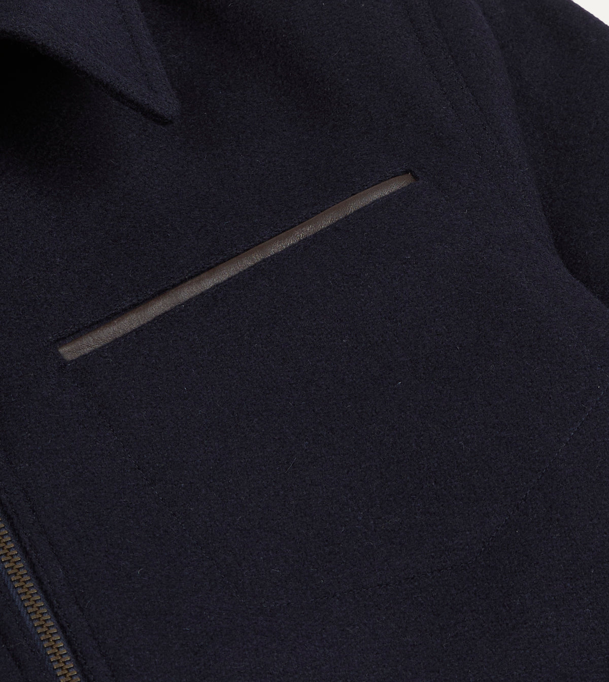 Navy Wool Melton Blouson