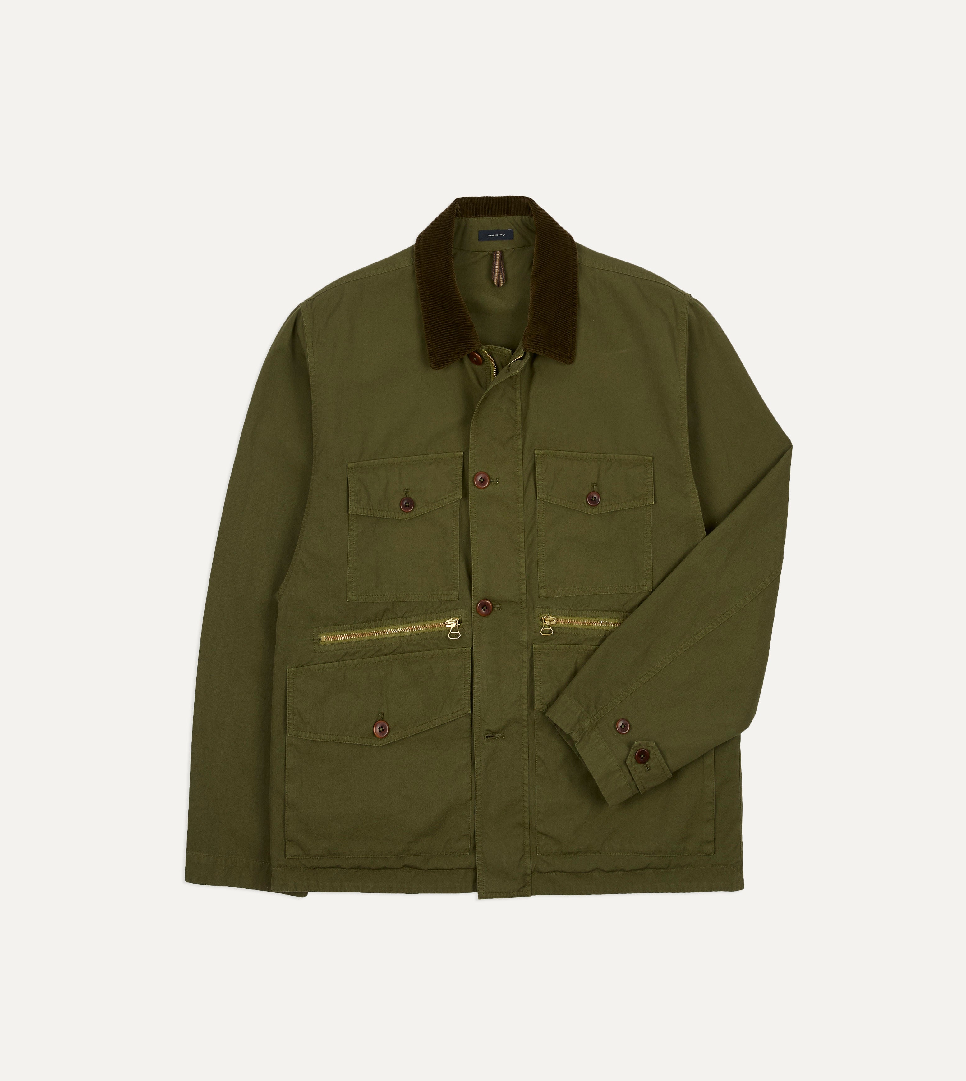 Washed Olive Cotton Hiking Jacket – Drakes US
