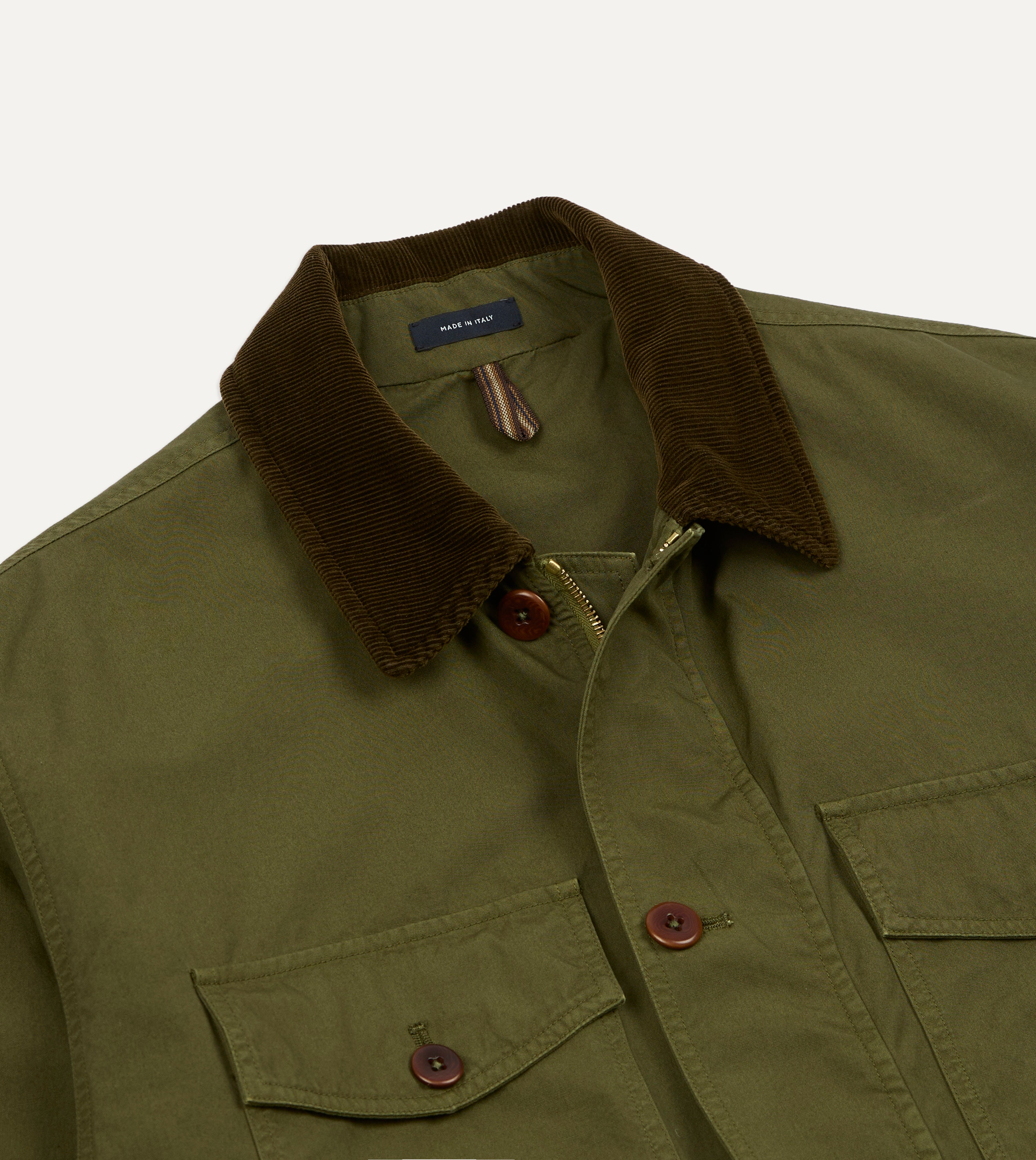 Washed Olive Cotton Hiking Jacket – Drakes US