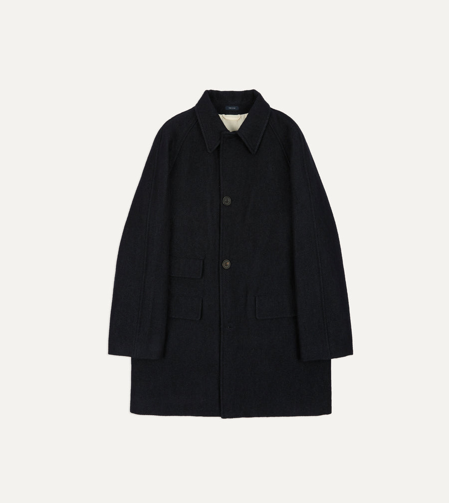 Navy Wool Car Coat