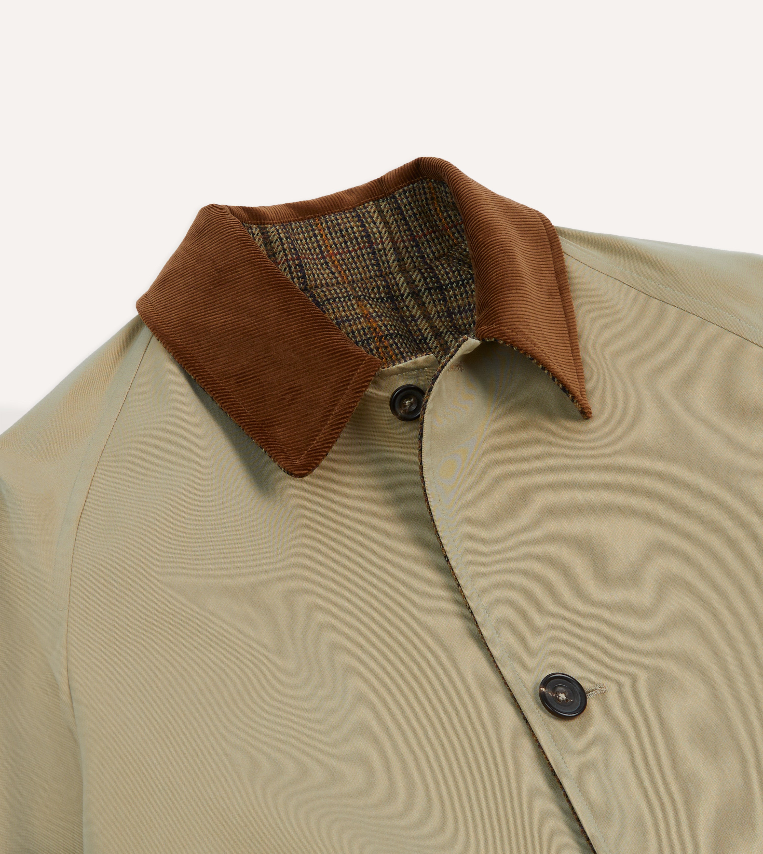 Reversible Cotton–Tweed Raglan Mac – Drakes US
