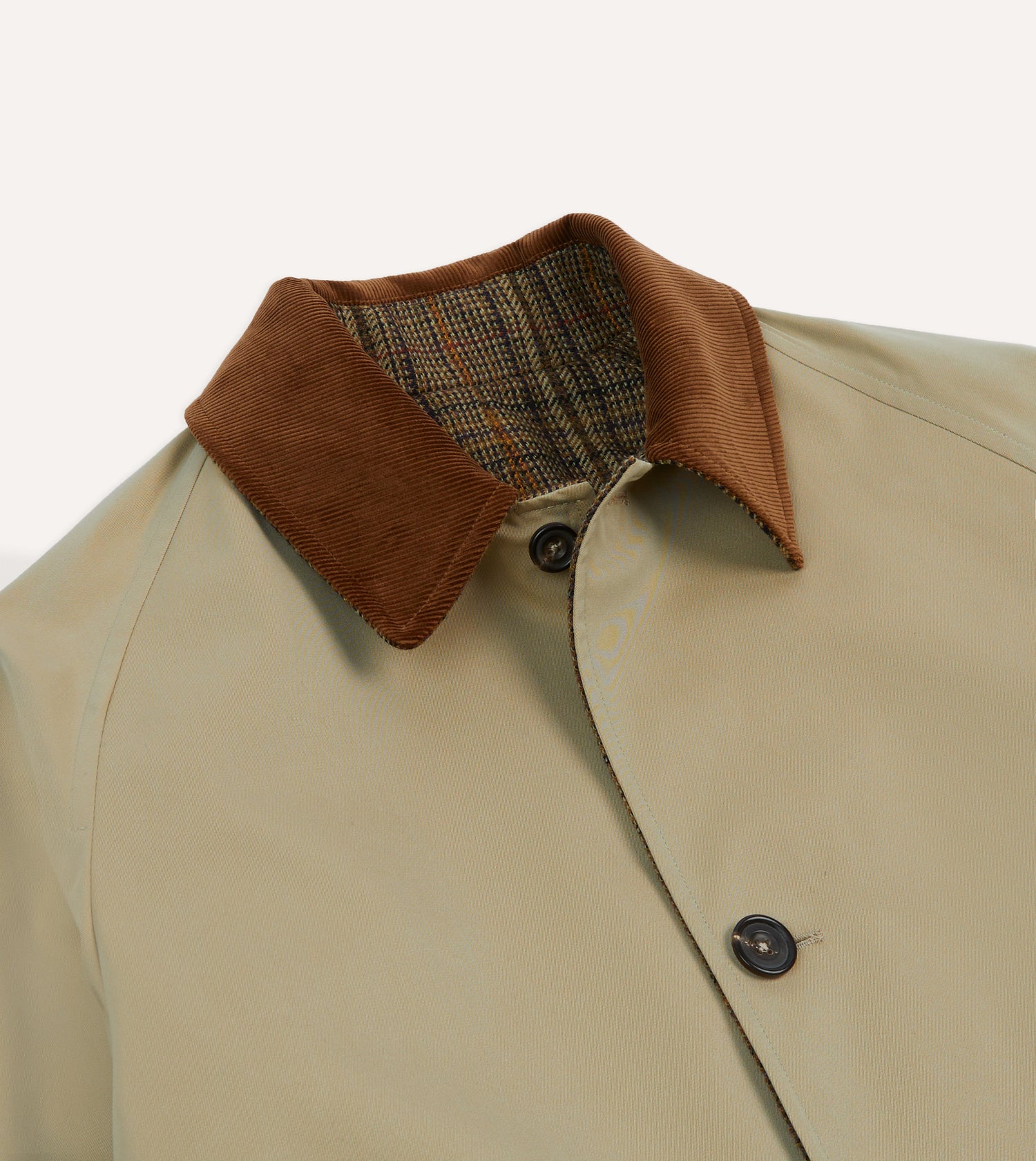 Reversible Cotton–Tweed Raglan Mac