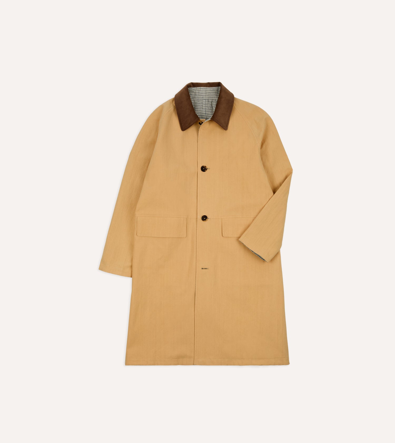 Reversible Linen–Cotton Raglan Mac