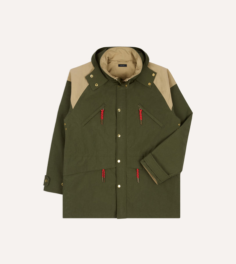 Olive and Ecru Nylon Windbreaker