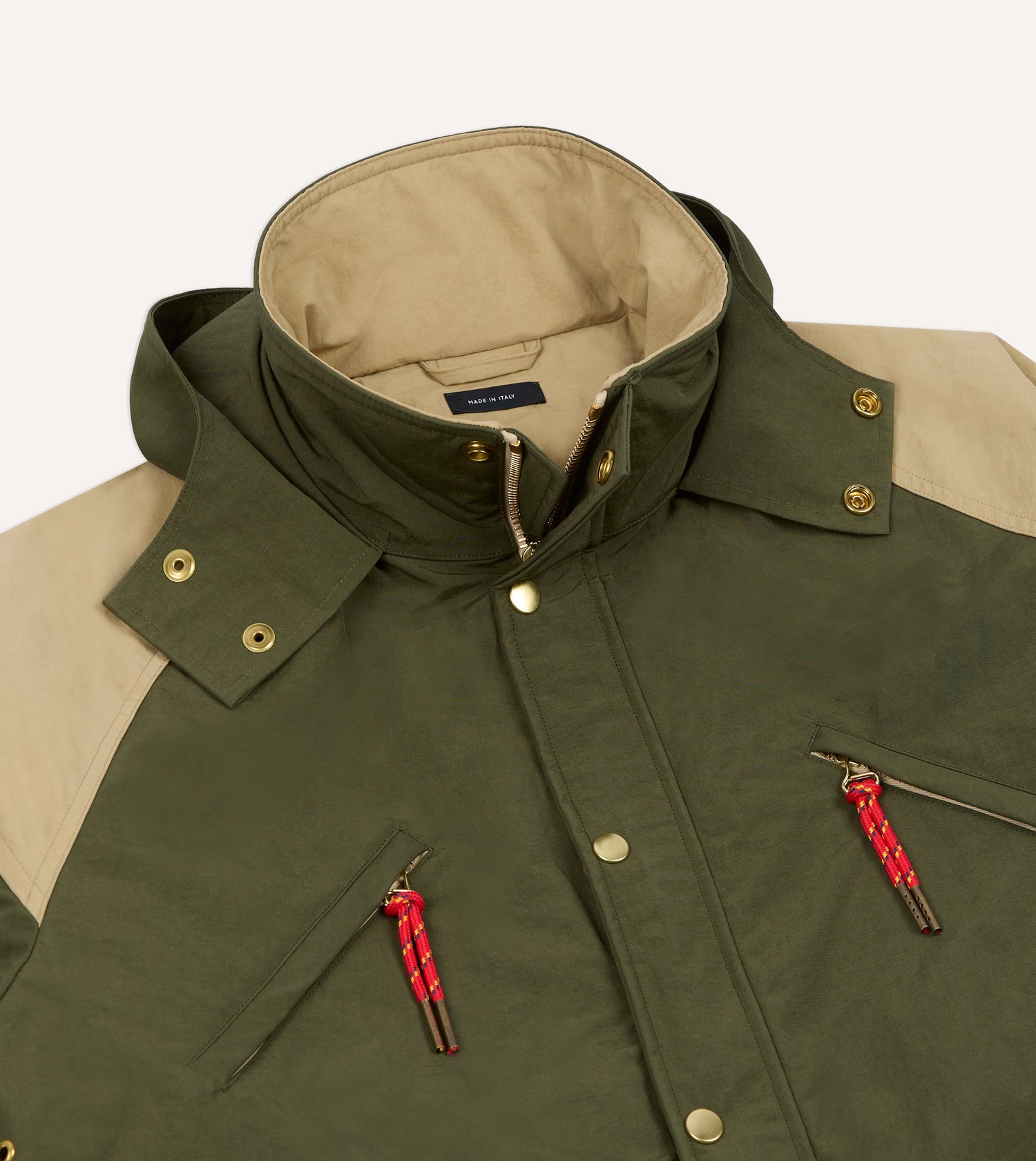 Olive and Ecru Nylon Windbreaker