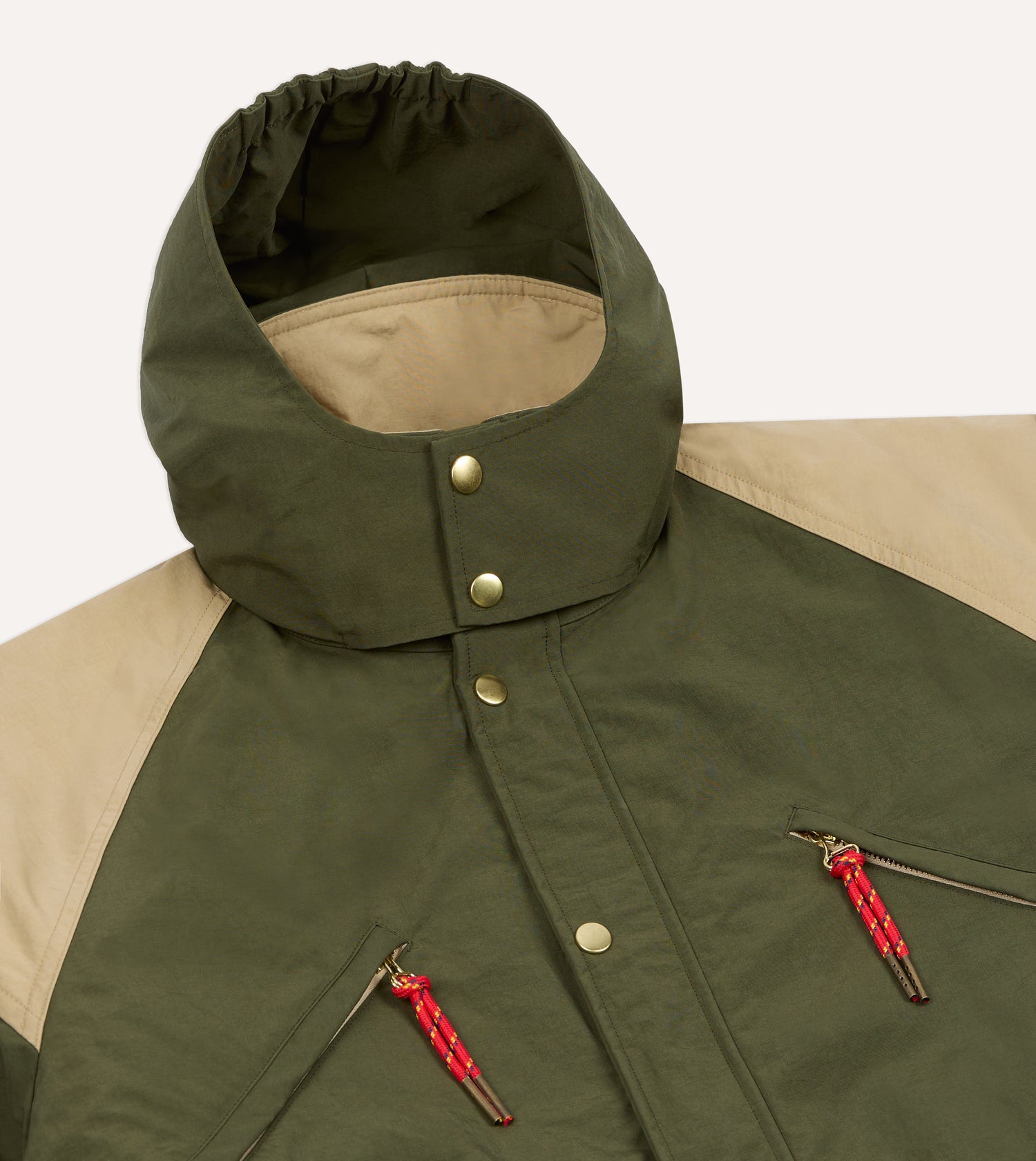 Olive and Ecru Nylon Windbreaker