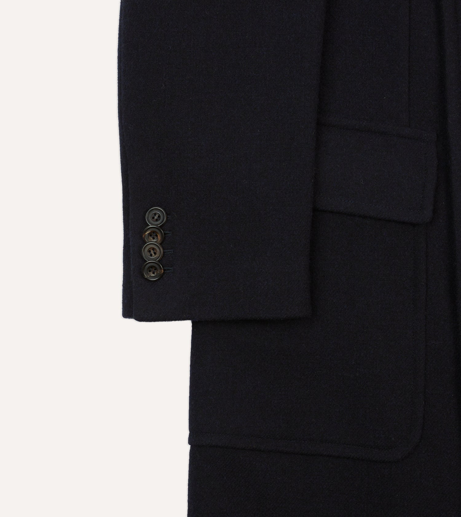 Navy Double-Breasted Wool Overcoat