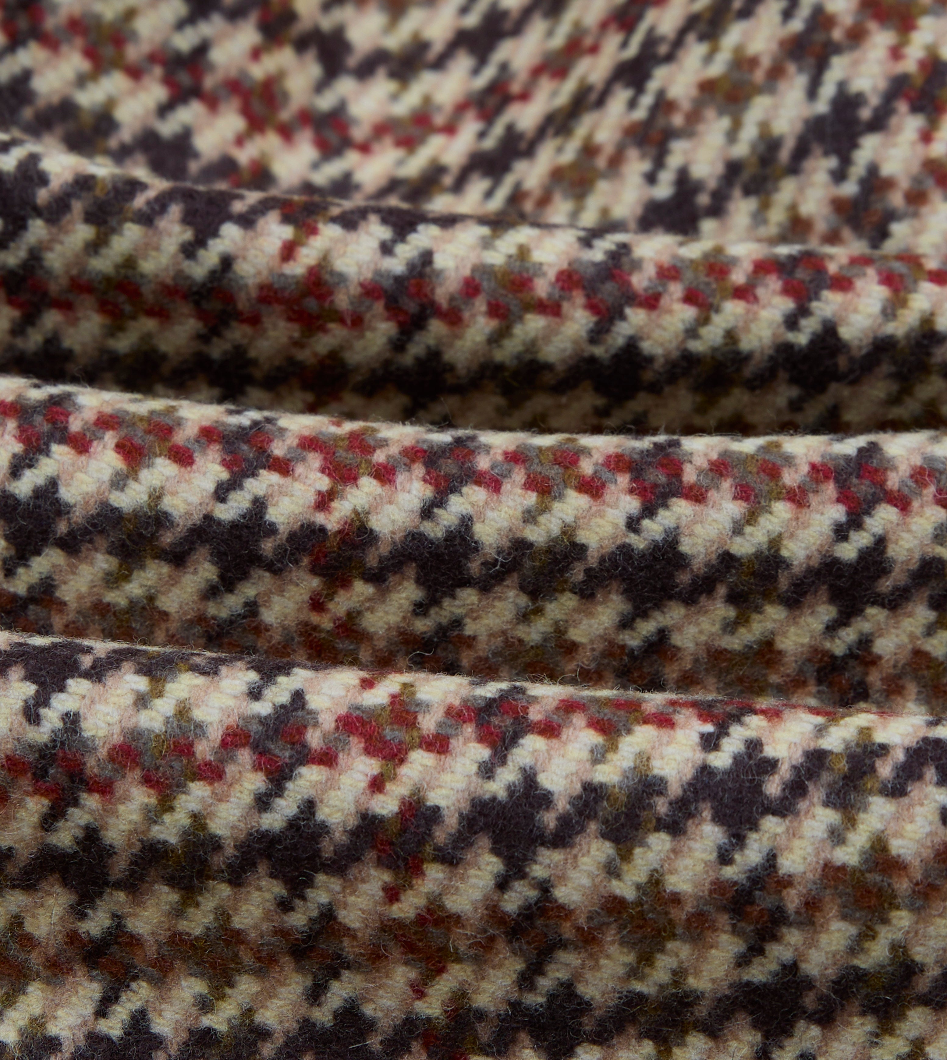 Brown Houndstooth Check Wool Raglan Coat