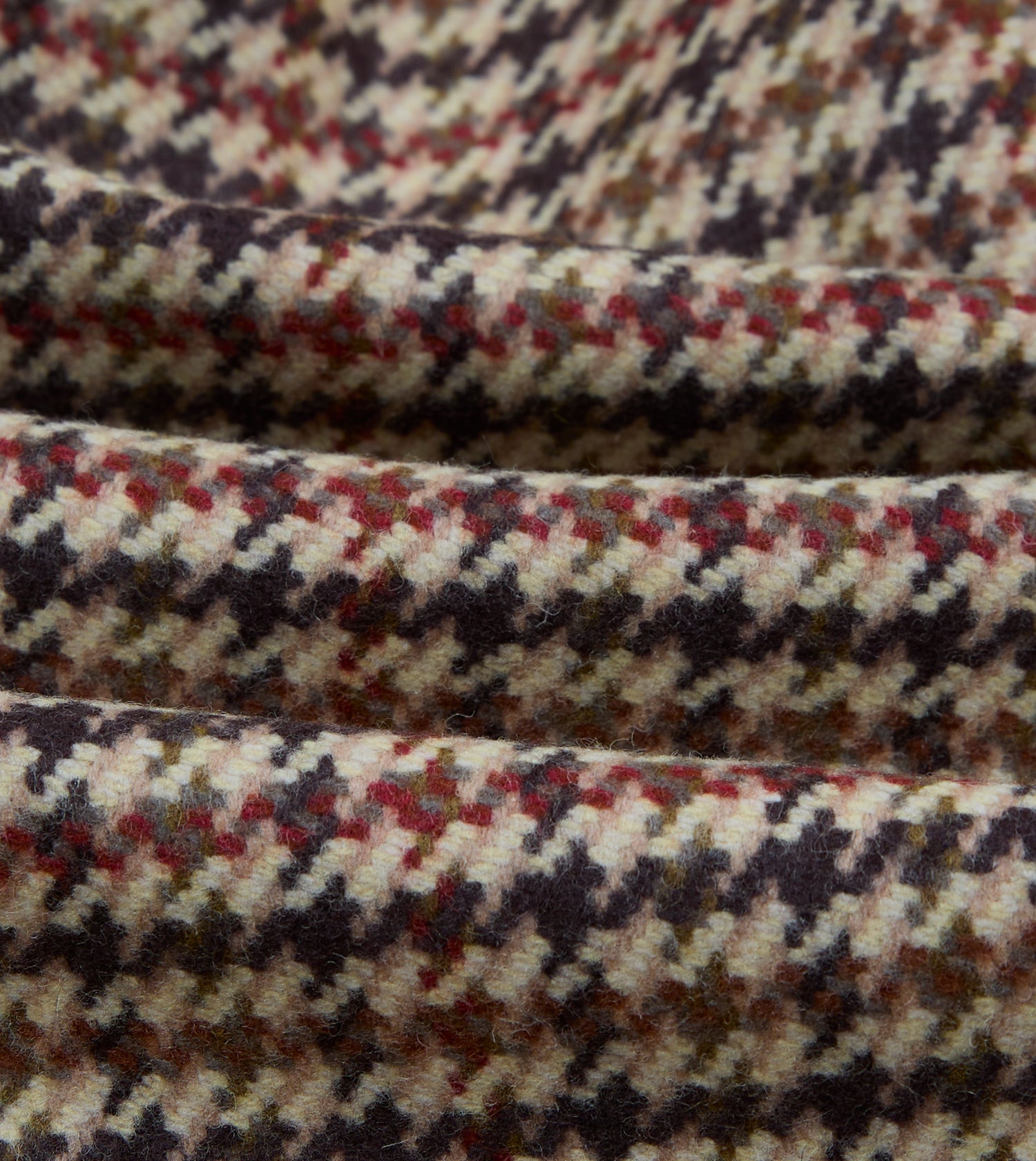 Brown Houndstooth Check Wool Raglan Coat