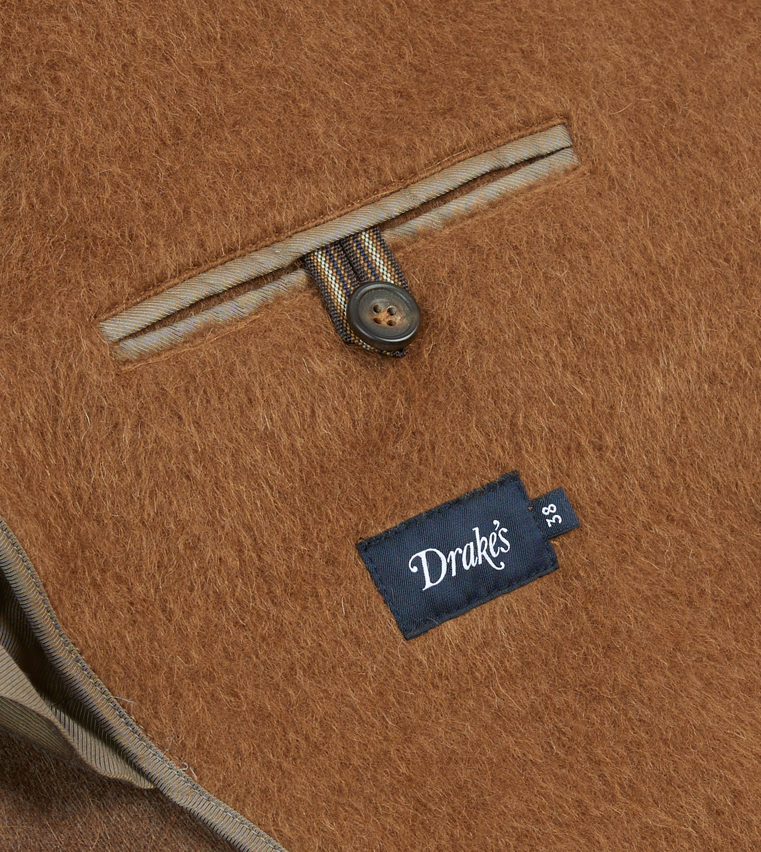 Caramel Double-Breasted Teddy Overcoat – Drakes US