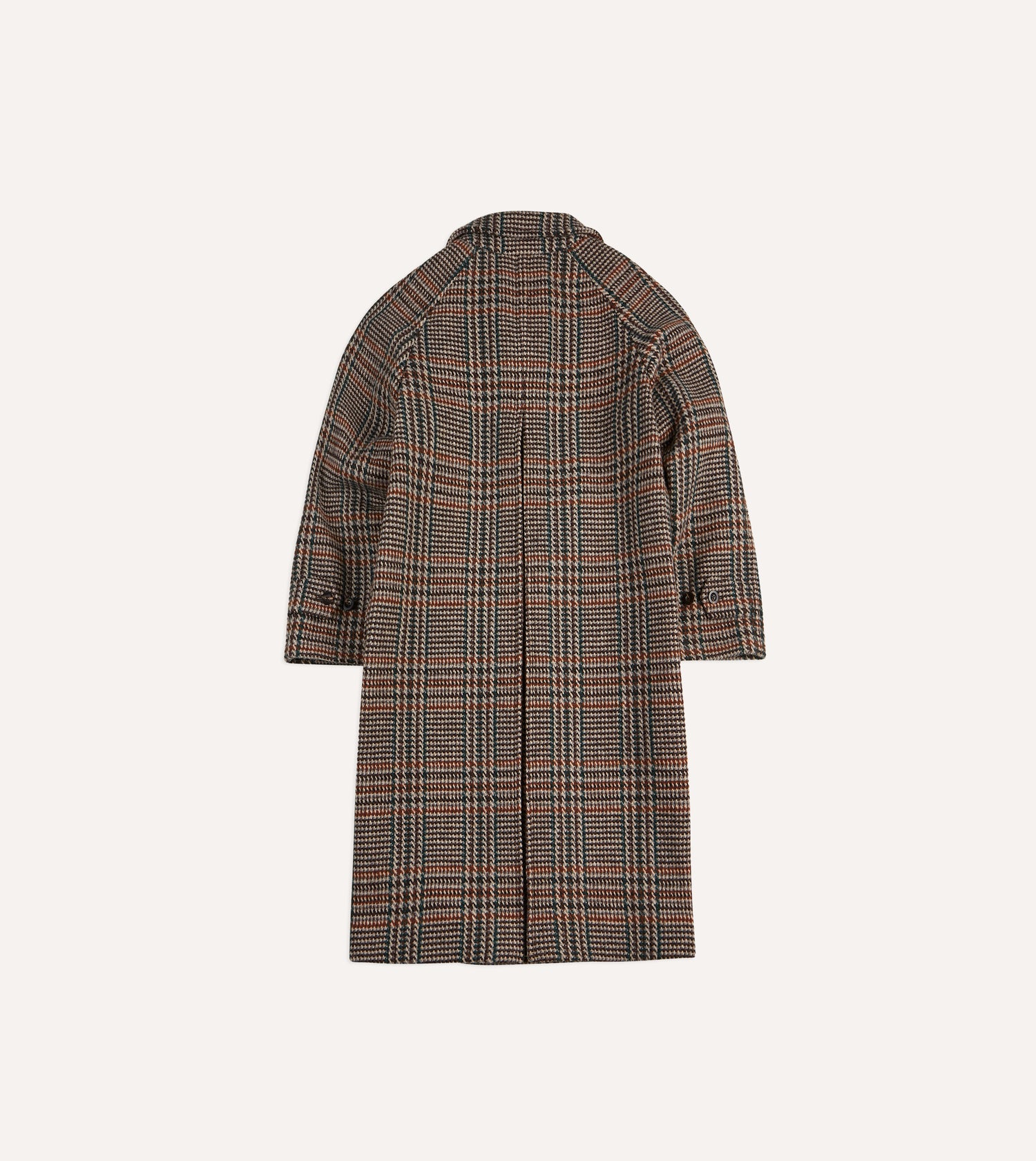 Prince of Wales Check Wool Raglan Coat