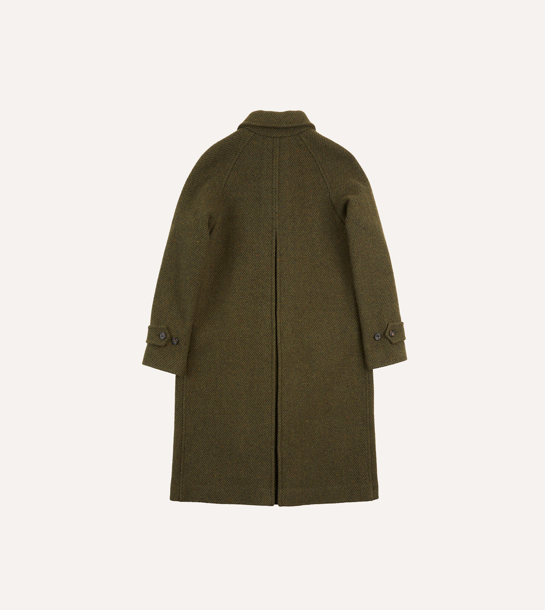 Green Donegal Wool Twill Raglan Coat Drakes US