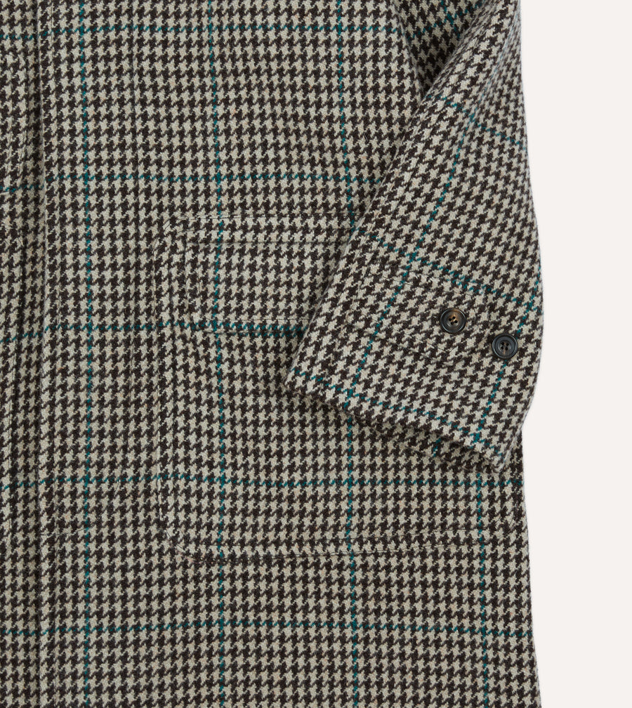 Houndstooth Check Wool Raglan Coat – Drakes US