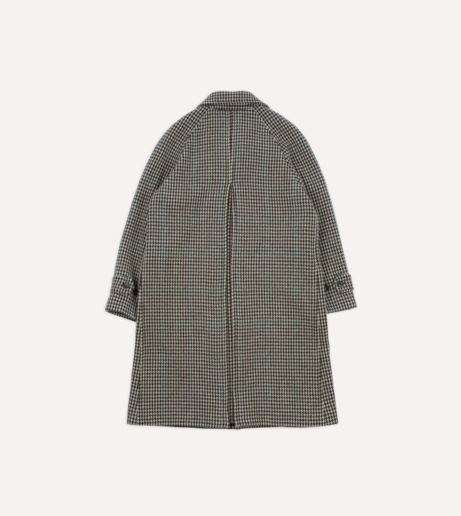 Houndstooth Check Wool Raglan Coat