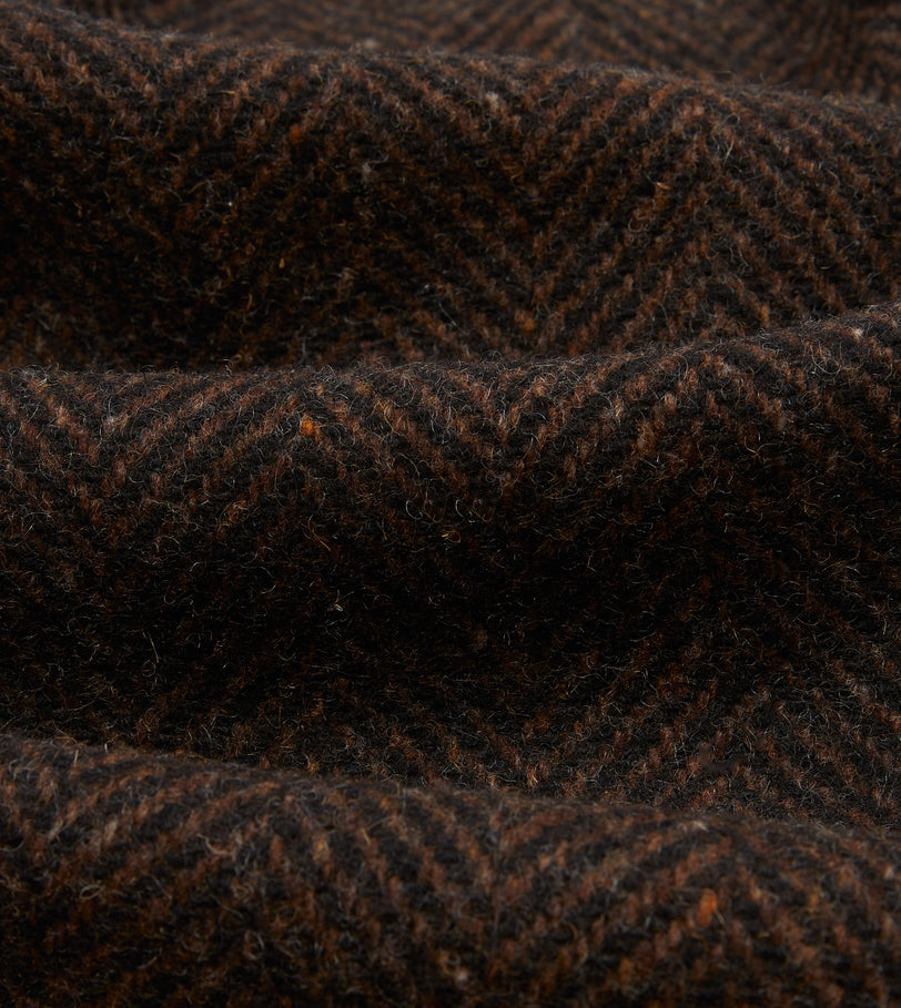 Brown Herringbone Wool Raglan Coat