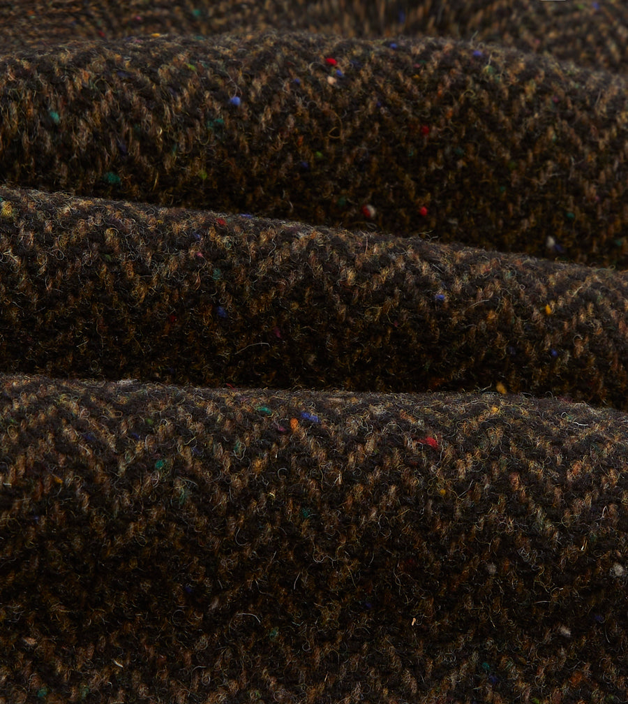 Brown Herringbone Wool Raglan Coat