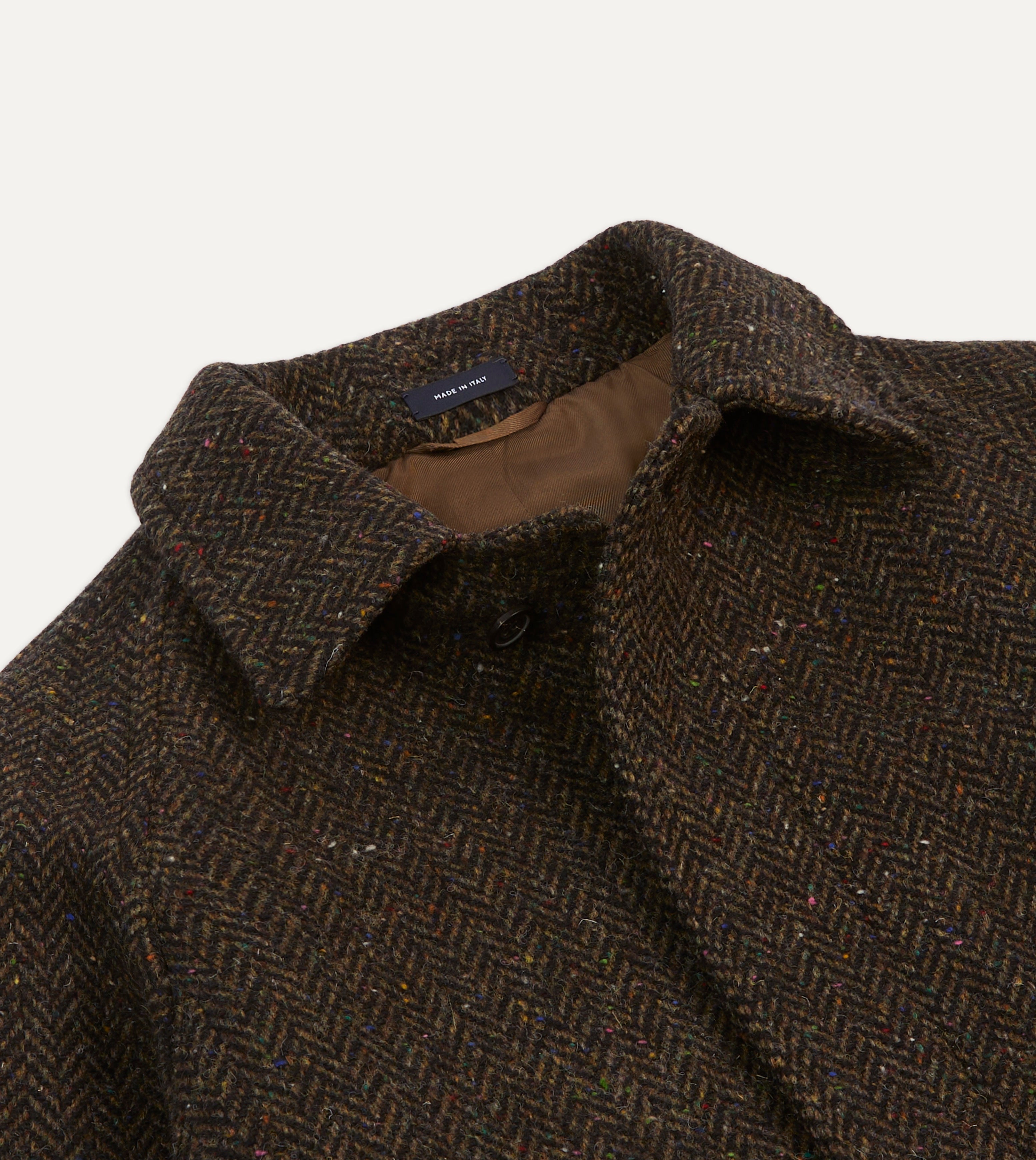 Brown Herringbone Wool Raglan Coat – Drakes US