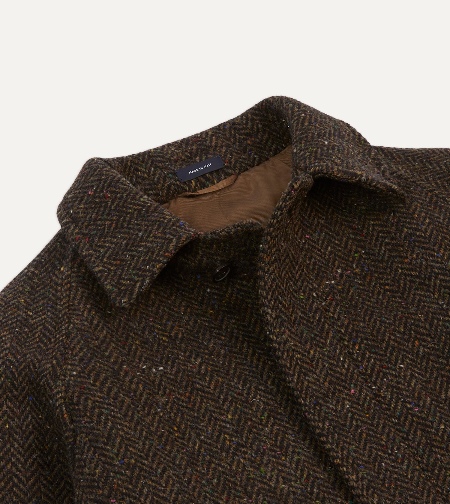Brown Herringbone Wool Raglan Coat