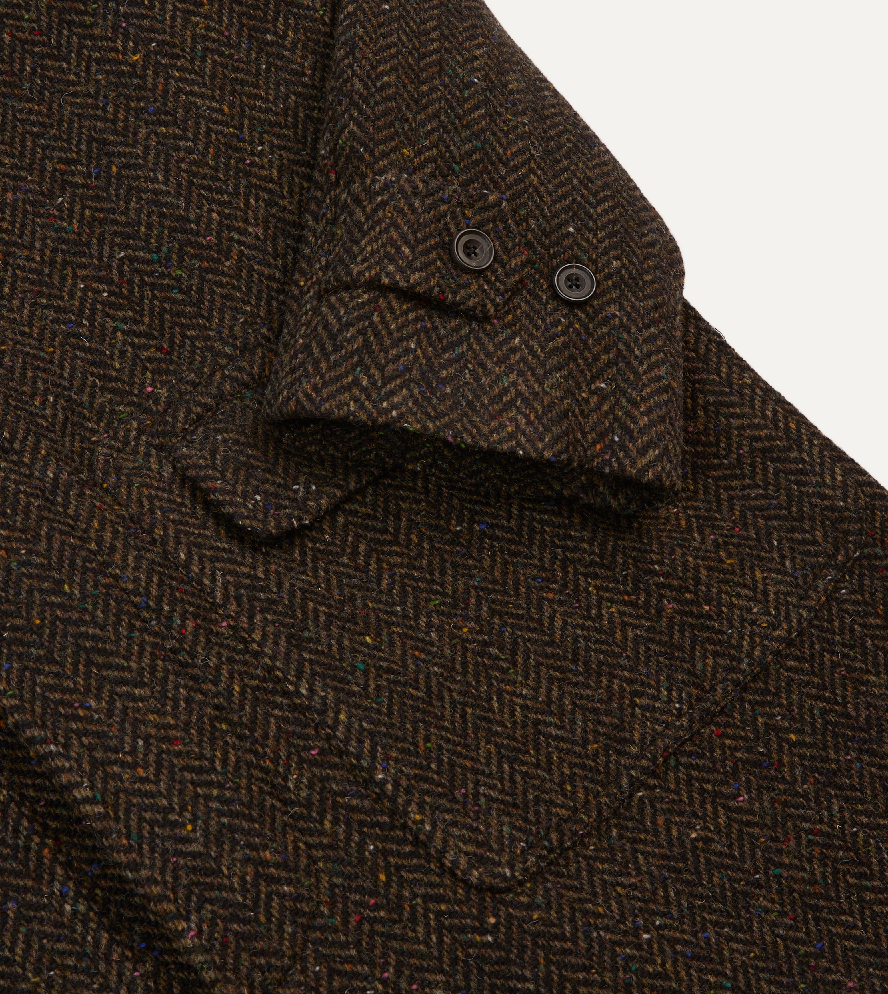 Brown Herringbone Wool Raglan Coat – Drakes US