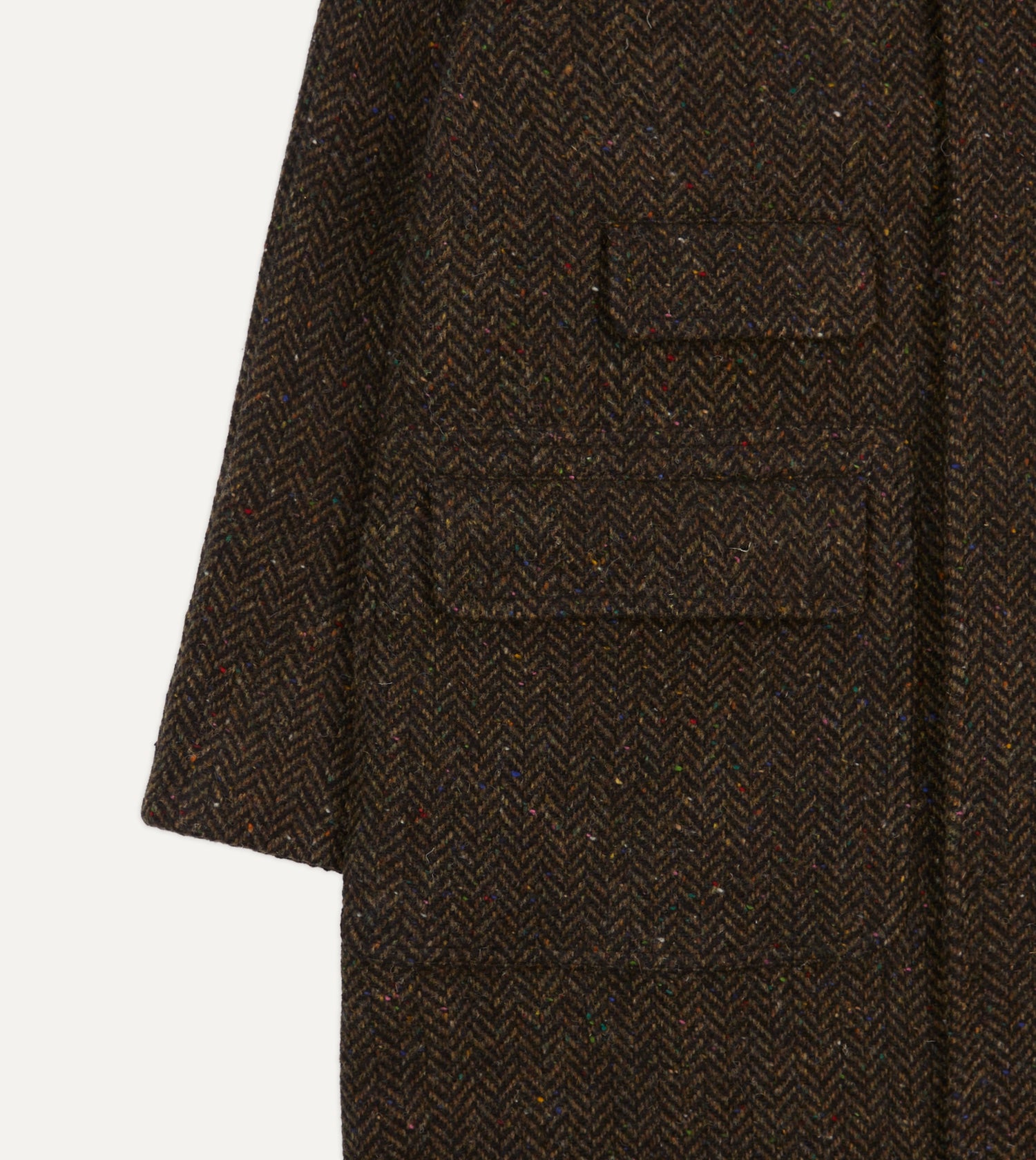 Brown Herringbone Wool Raglan Coat
