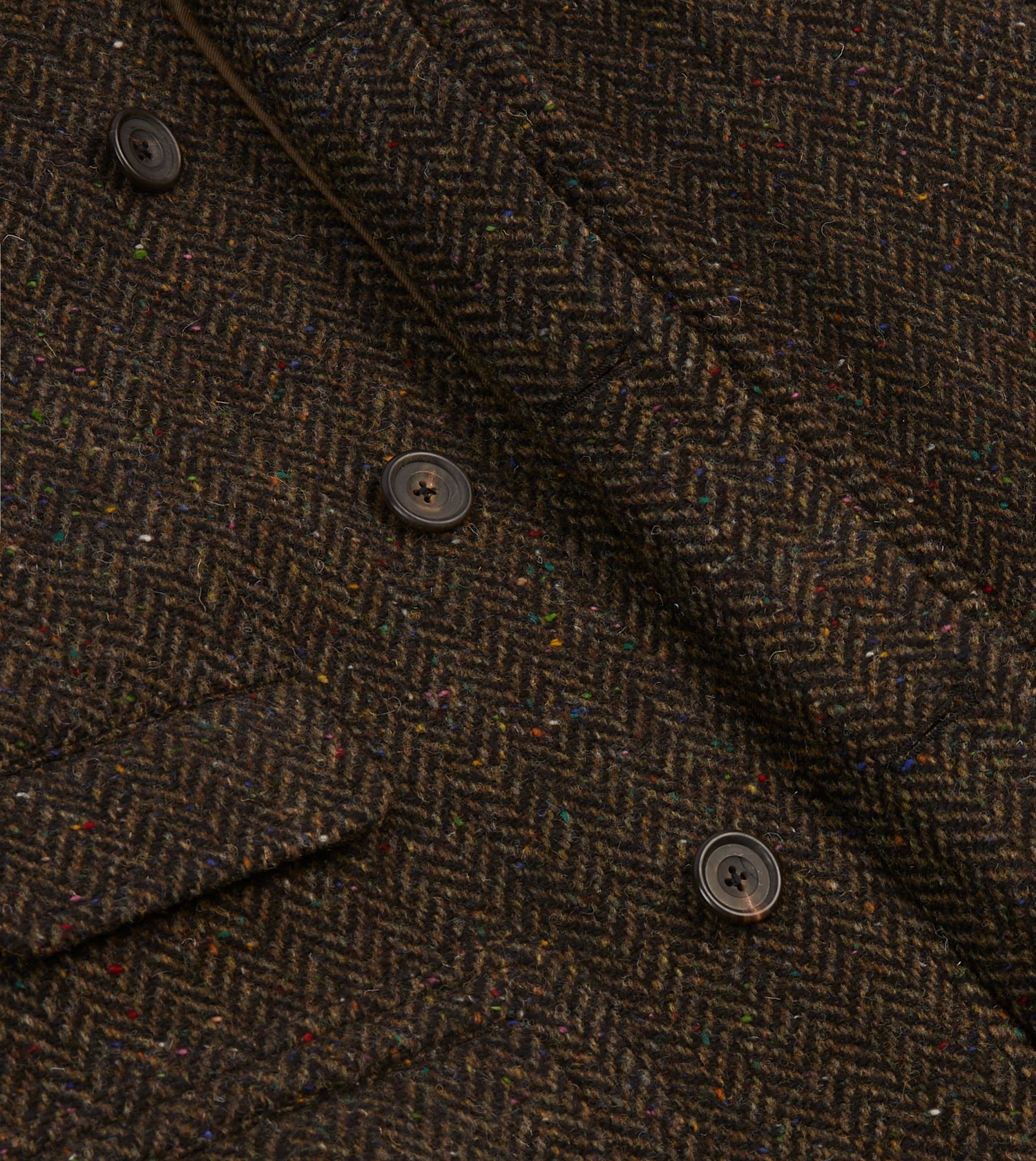 Brown Herringbone Wool Raglan Coat