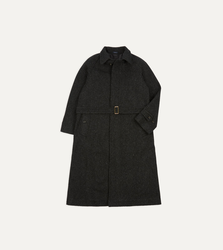 Drake's by A. Levine Black Wool Raglan Overcoat