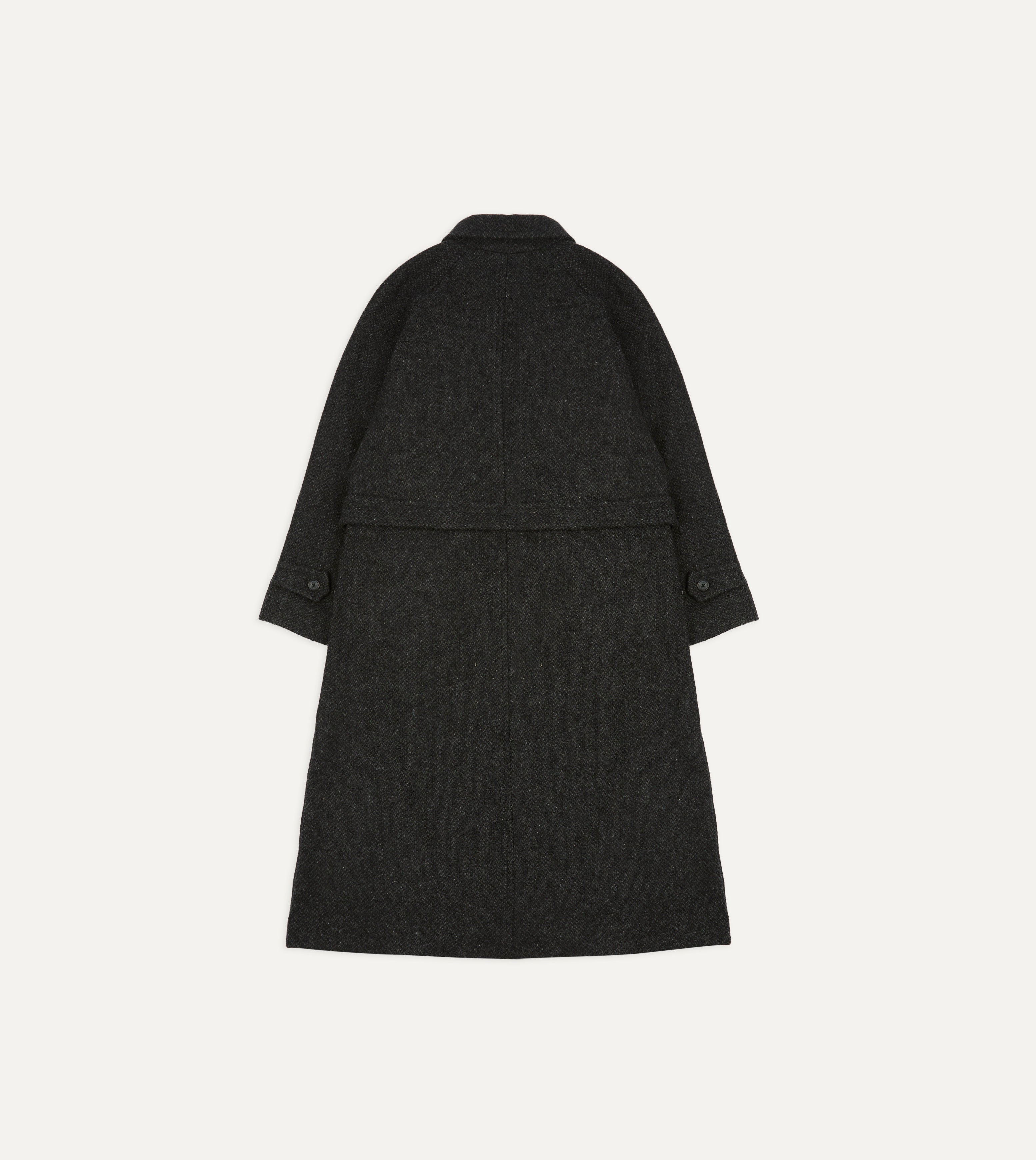 Drake's by A. Levine Black Wool Raglan Overcoat