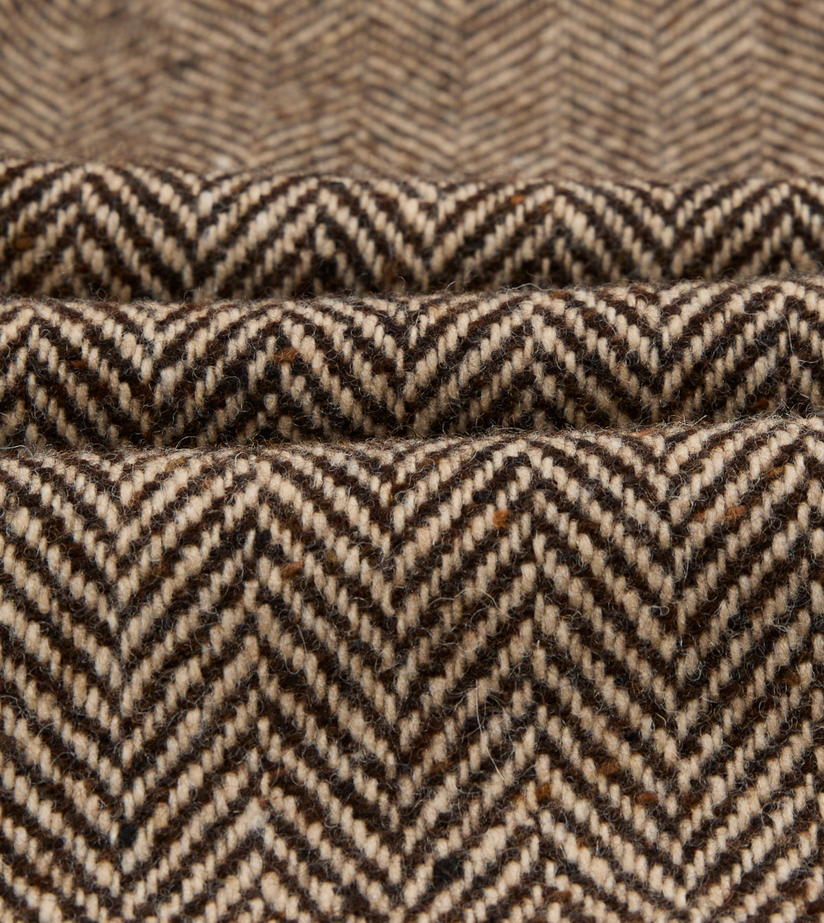 Brown Herringbone Wool Double-Breasted Raglan Coat