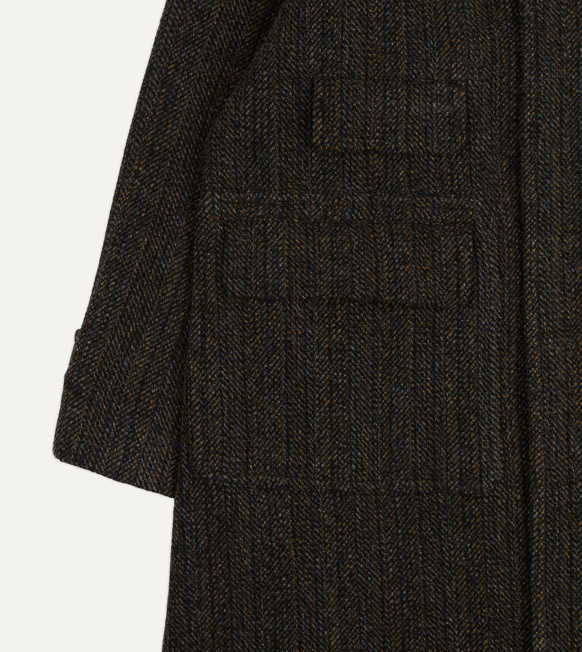 Grey Herringbone Wool Raglan Coat