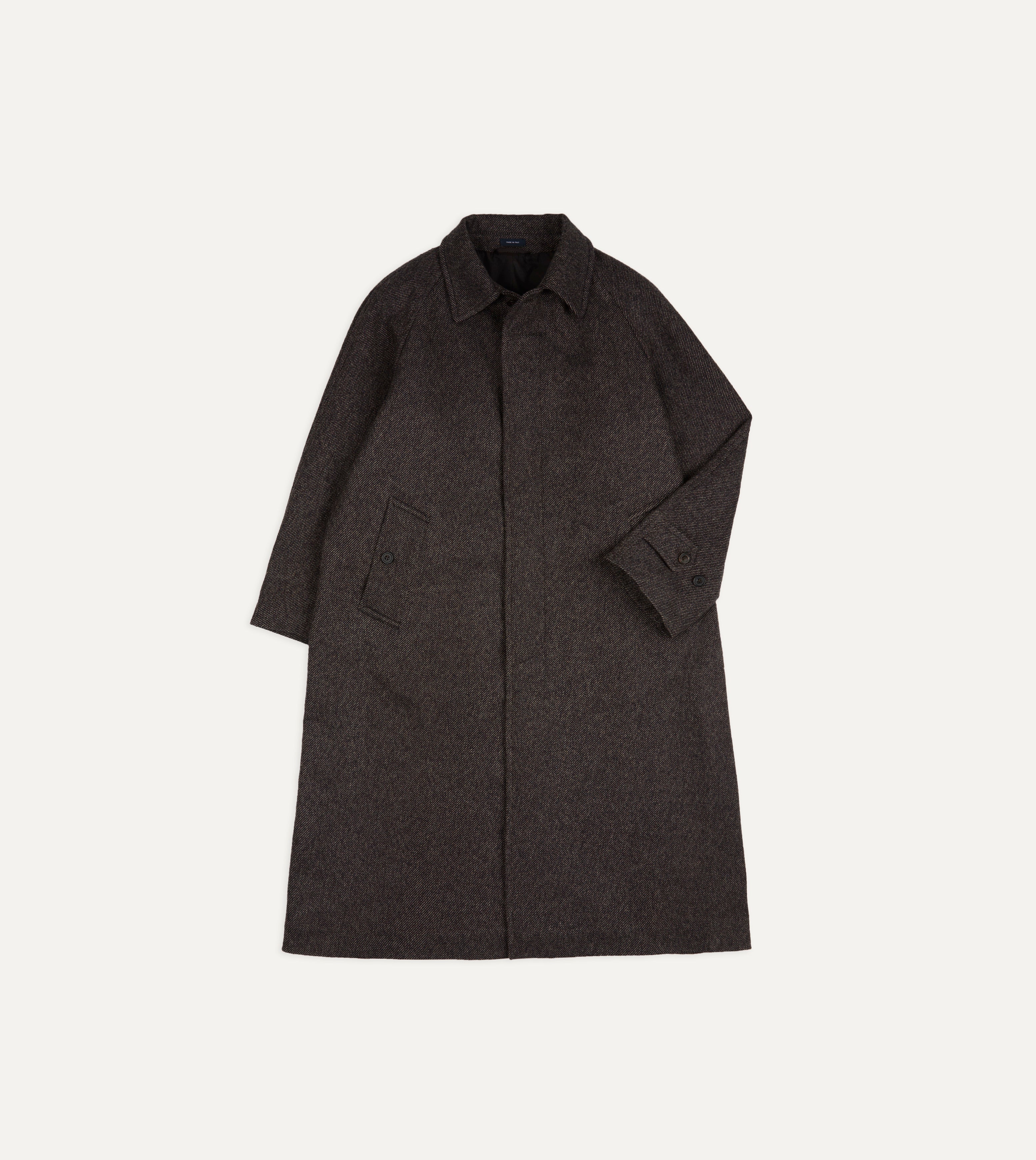 Brown Wool Raglan Overcoat – Drakes US
