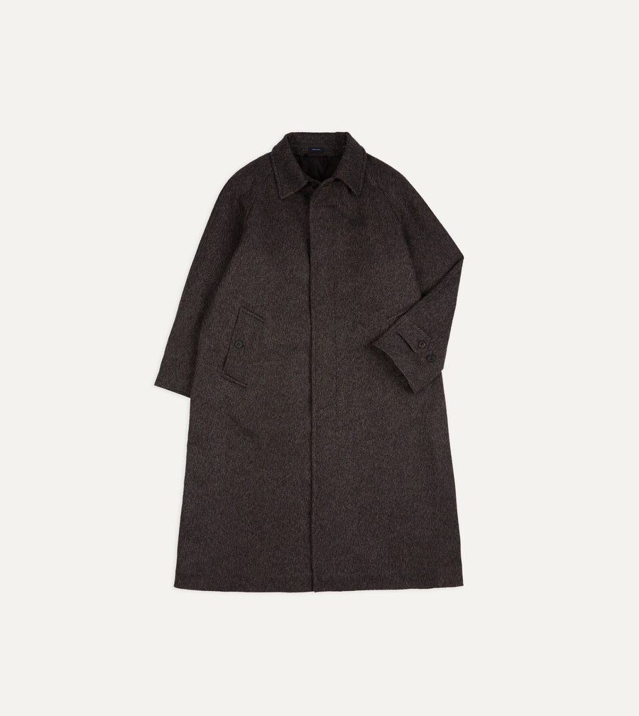Brown Wool Raglan Overcoat