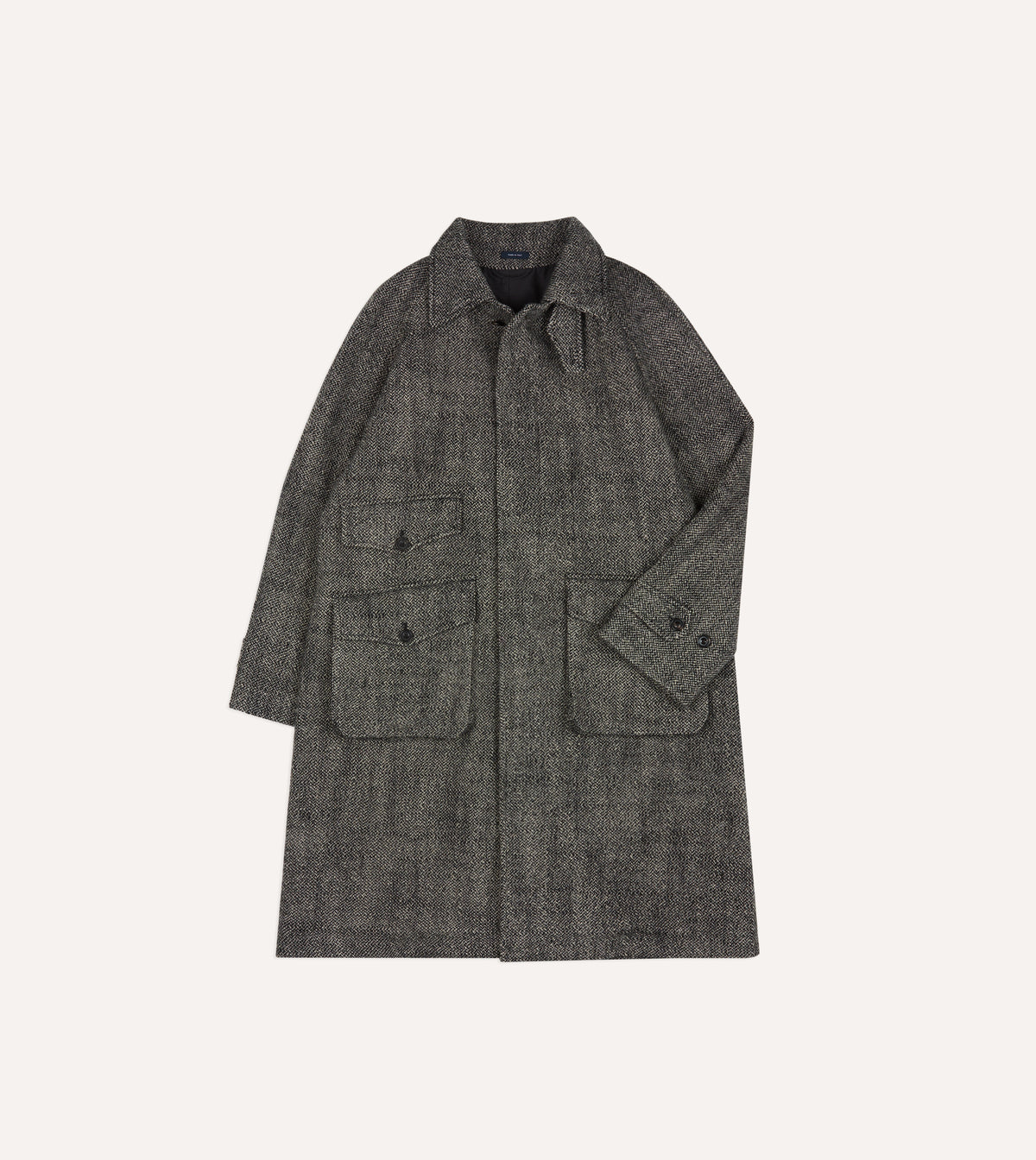 Grey Birdseye Wool Raglan Coat