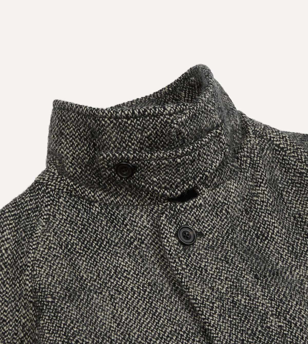 Grey Birdseye Wool Raglan Coat