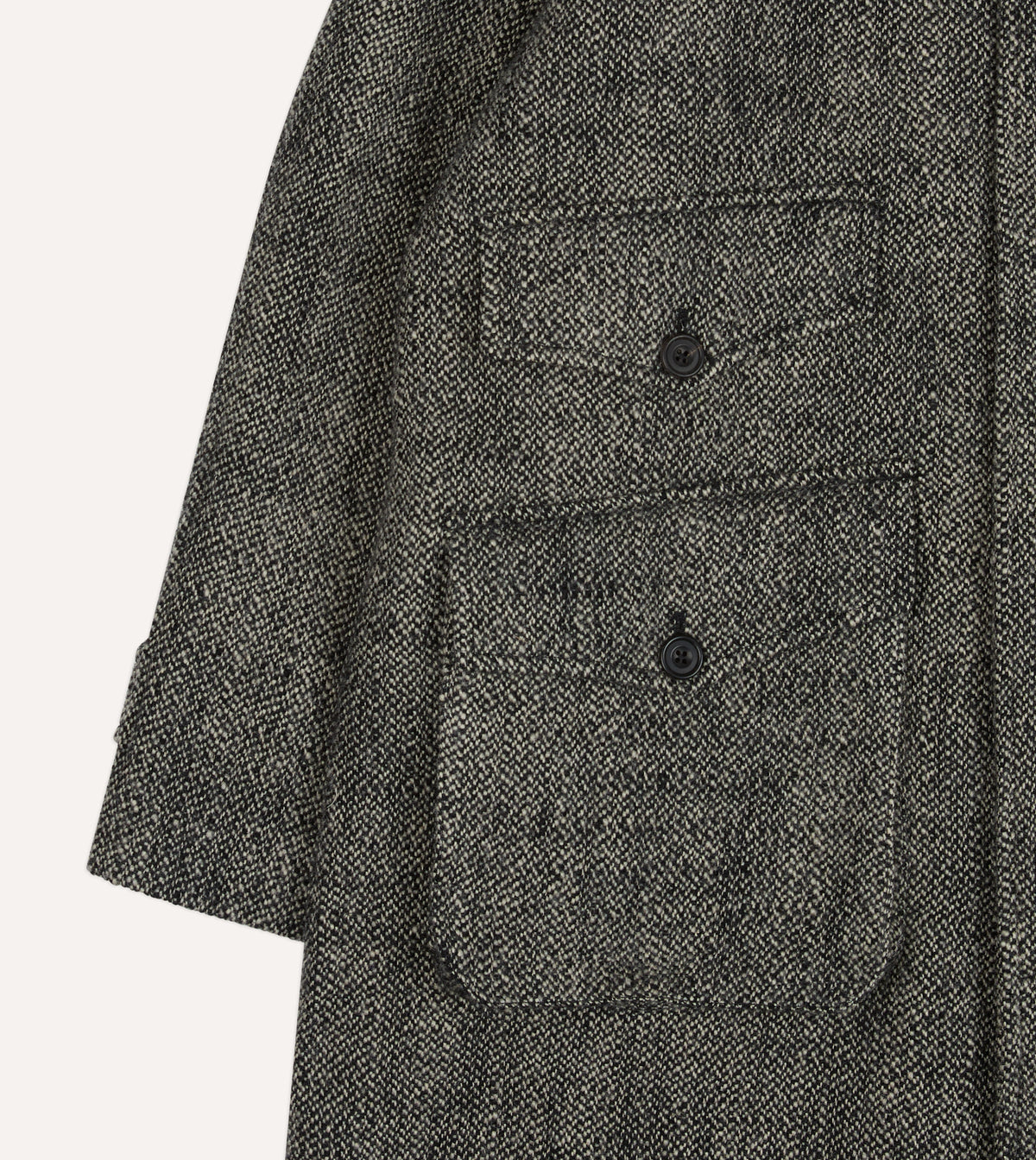 Grey Birdseye Wool Raglan Coat