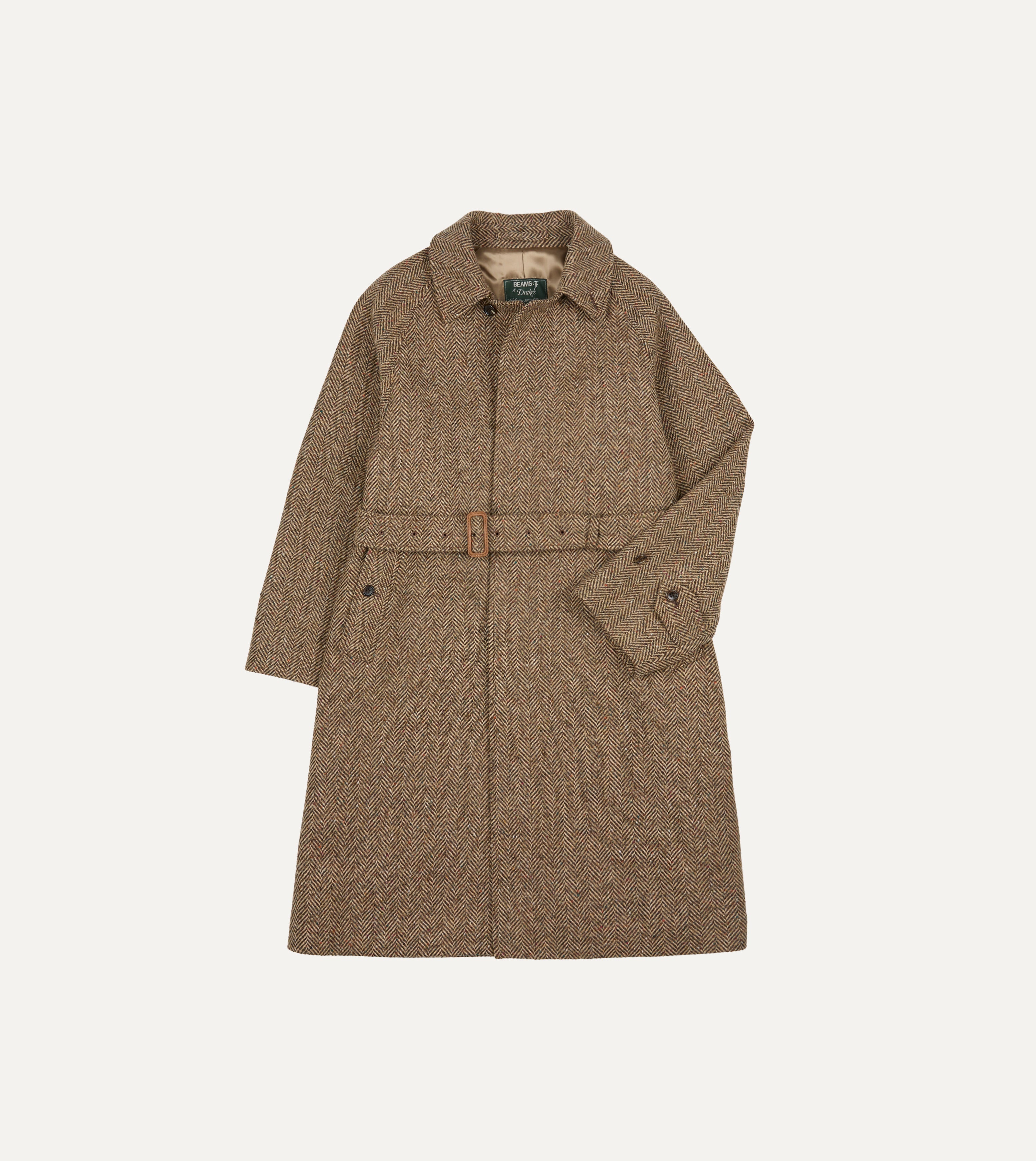 BEAMS F & Drake's Tweed Raglan Overcoat – Drakes US