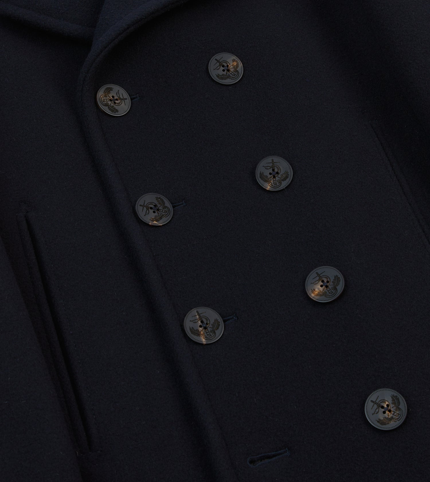 Navy Wool Double-Breasted Peacoat