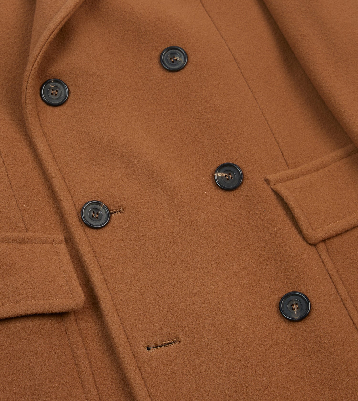 Camel Double-Breasted Cashmere-Wool Overcoat