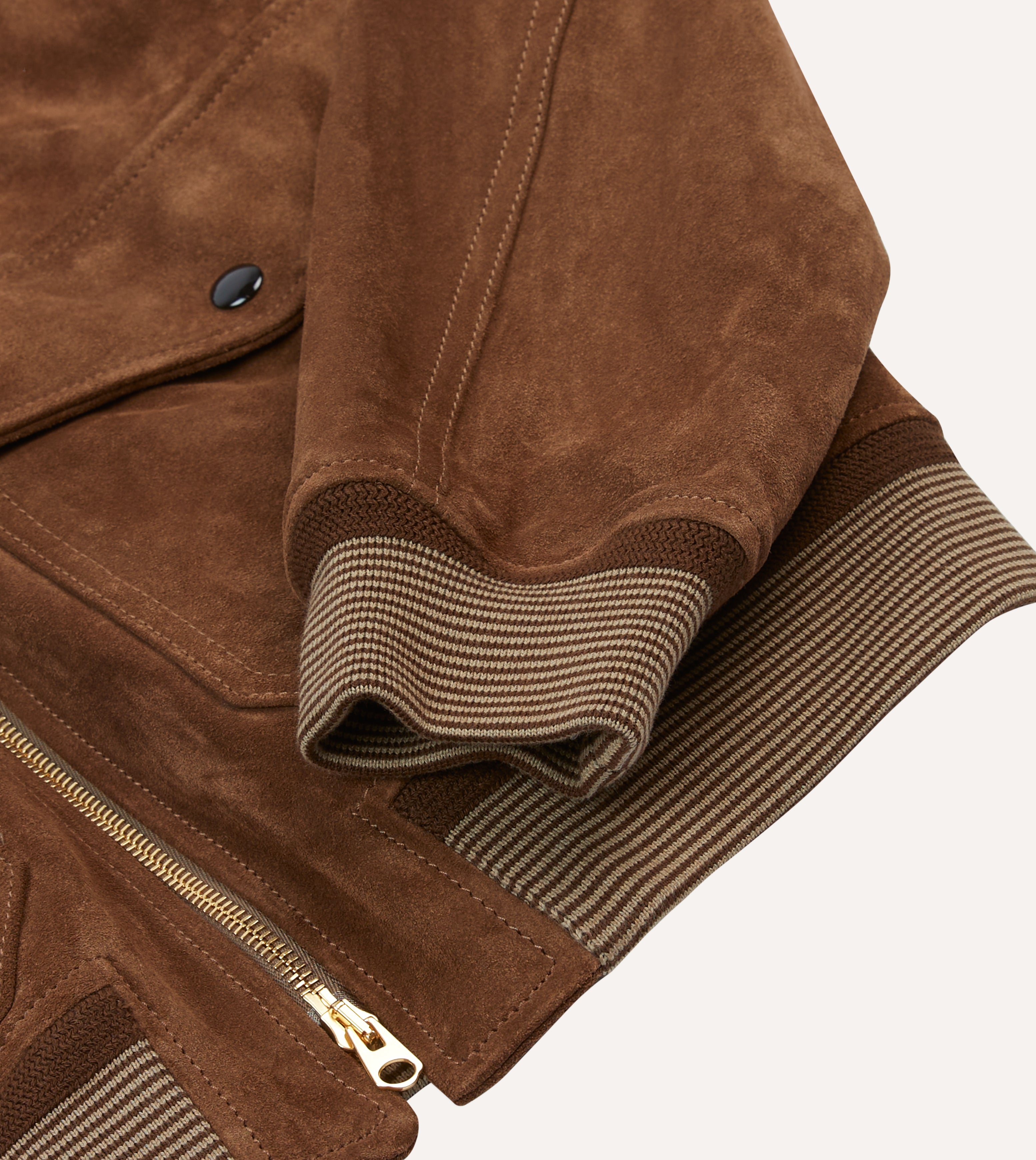 Tobacco Heavyweight Suede A-2 Bomber Jacket – Drakes US